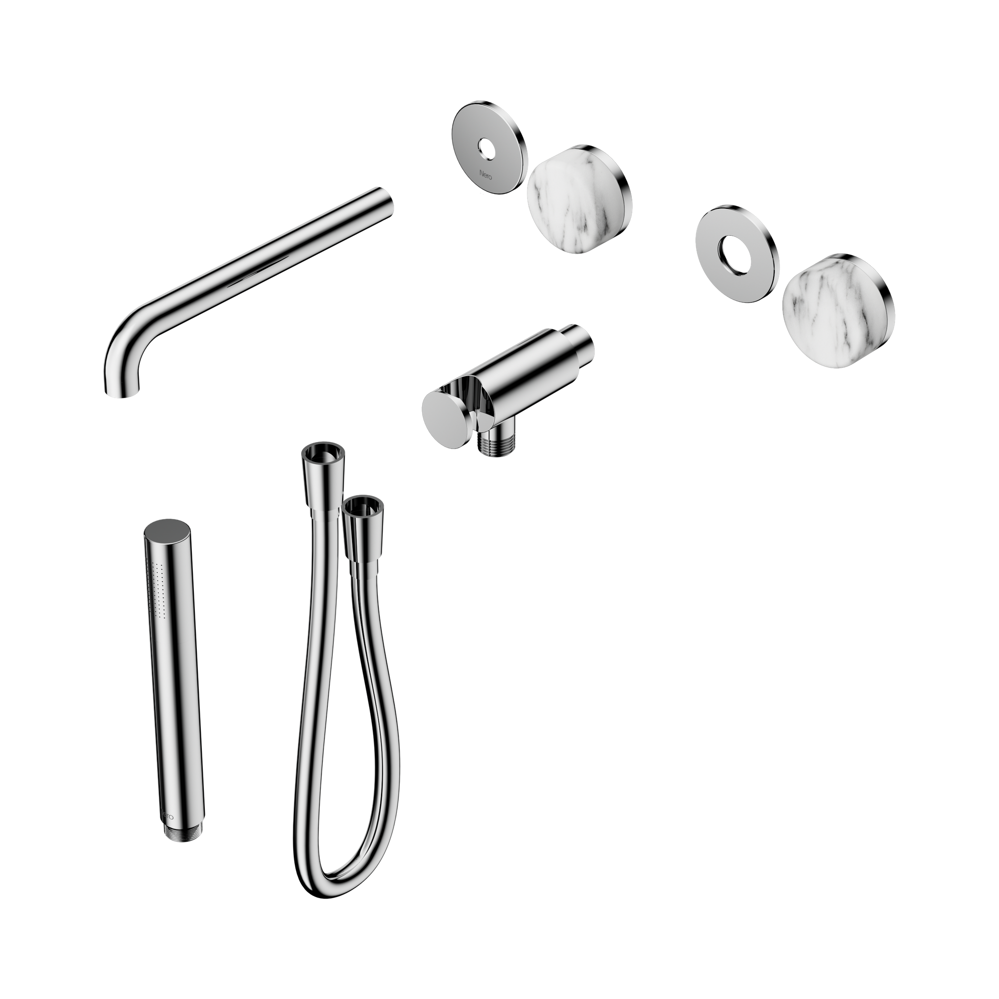 24 E082 CH Serenity Progressive Shower System With Spout With Arabescato Corchia Handle And Slim Shower Trim Kit Only Chrome image 1