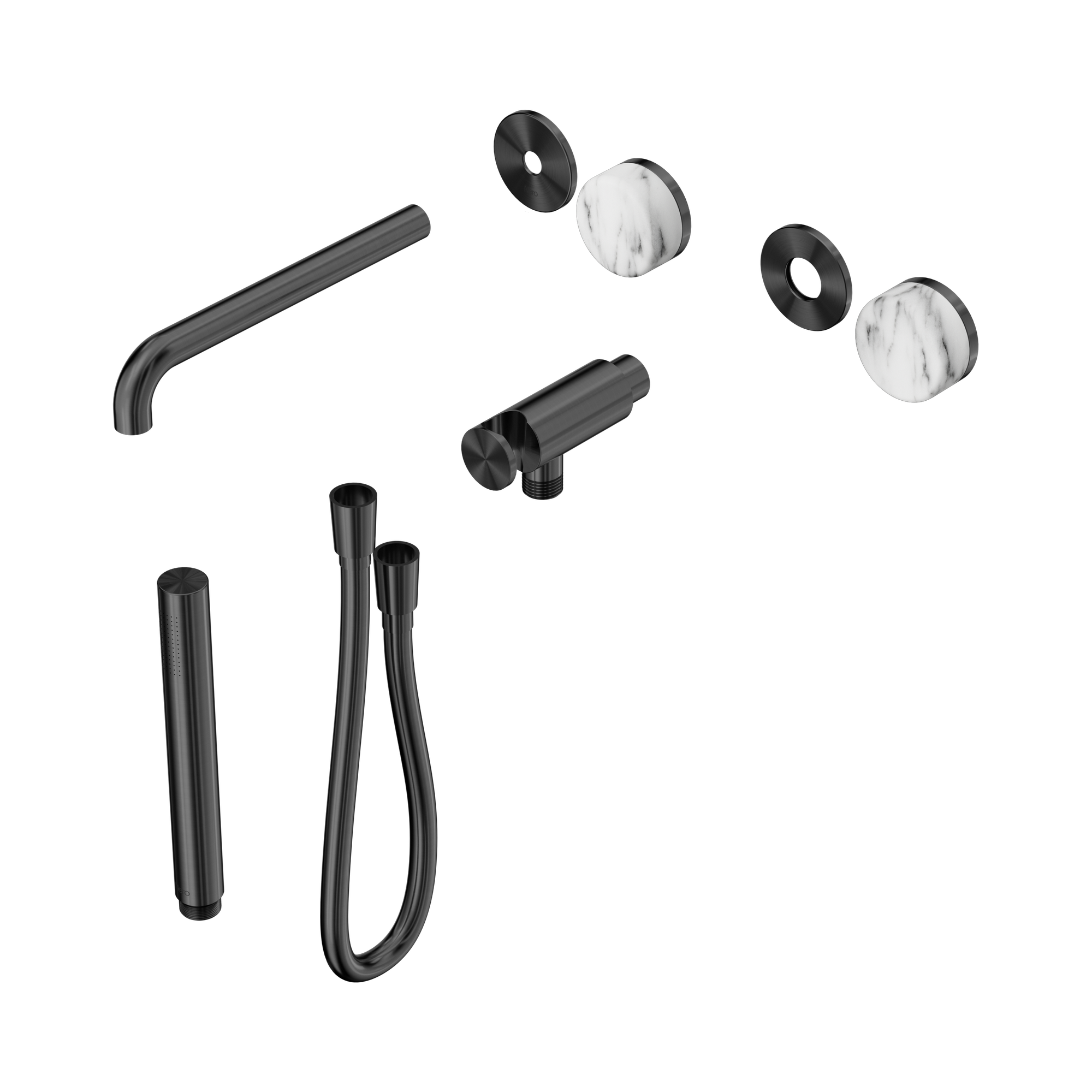 24 E082 GM Serenity Progressive Shower System With Spout With Arabescato Corchia Handle And Slim Shower Trim Kit Only Gun Metal image 1