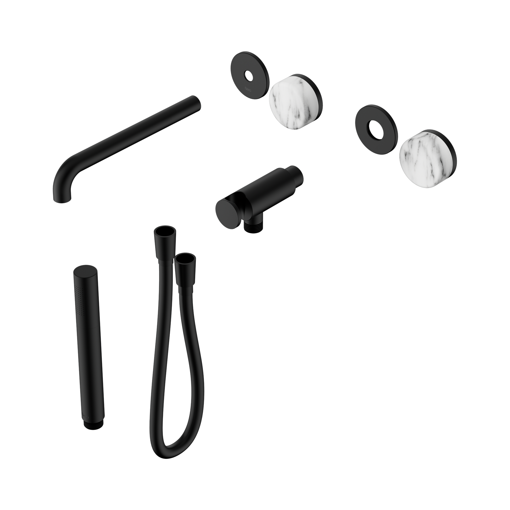 24 E082 MB Serenity Progressive Shower System With Spout With Arabescato Corchia Handle And Slim Shower Trim Kit Only Matte Black image 1