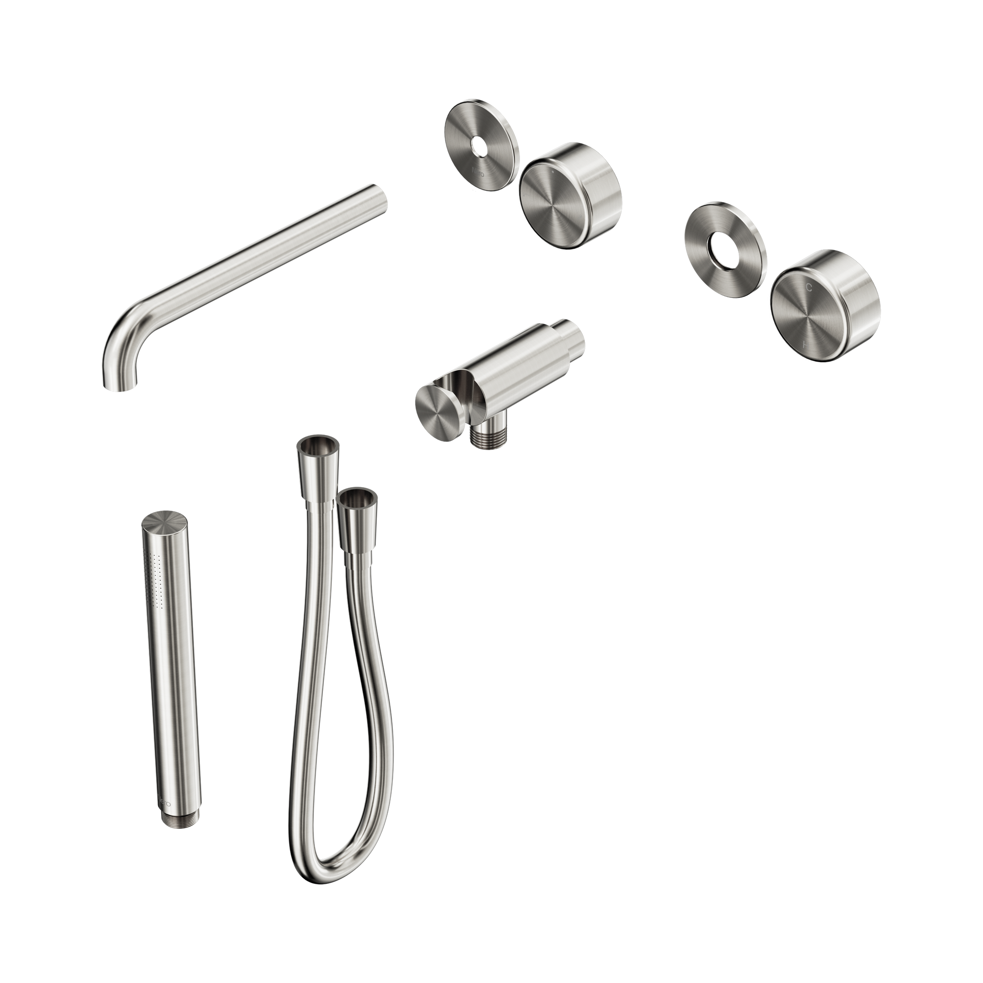 24 E084 BN Serenity Progressive Shower System With Spout With Metal Handle And Slim Shower Trim Kit Only Brushed Nickel image 1