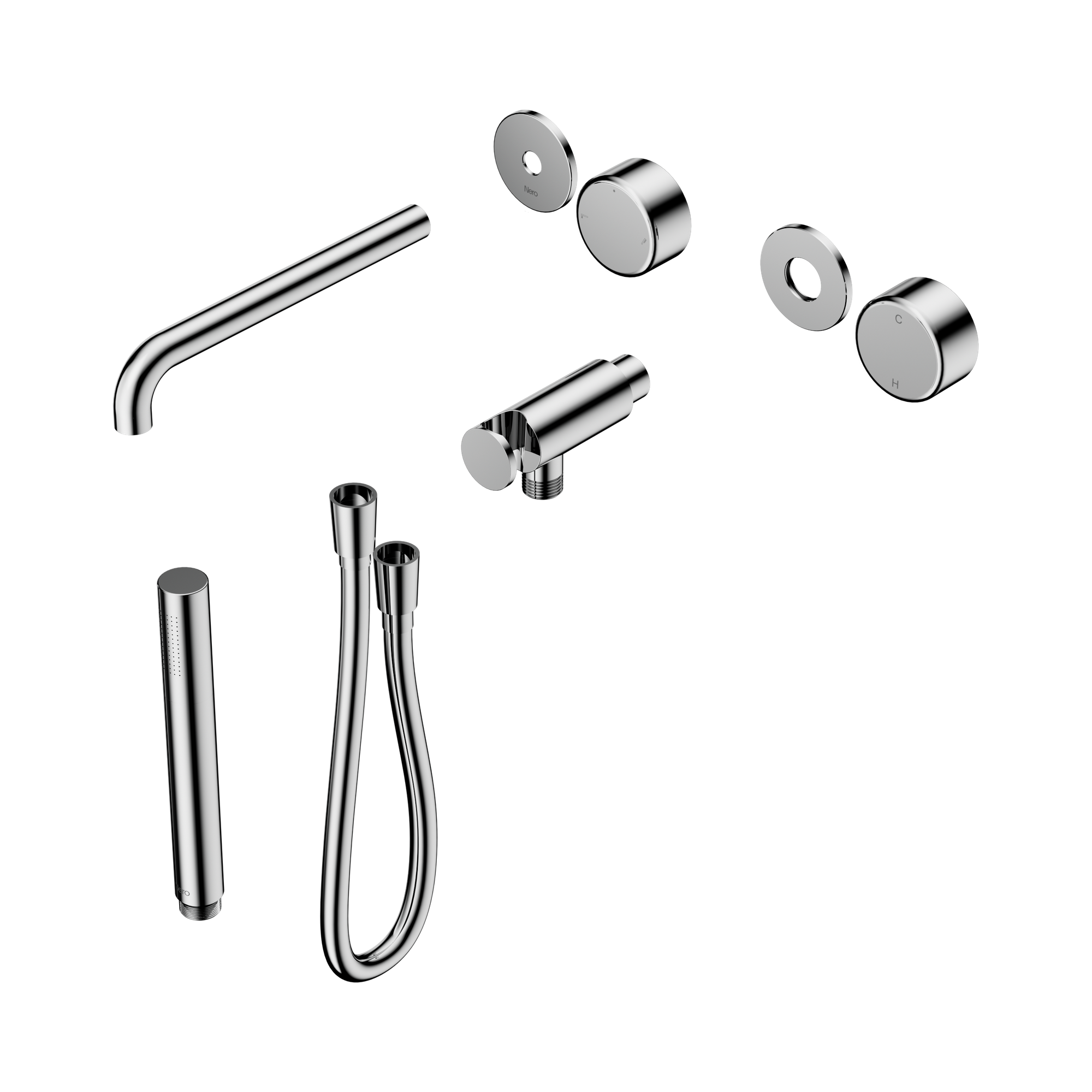 24 E084 CH Serenity Progressive Shower System With Spout With Metal Handle And Slim Shower Trim Kit Only Chrome image 1