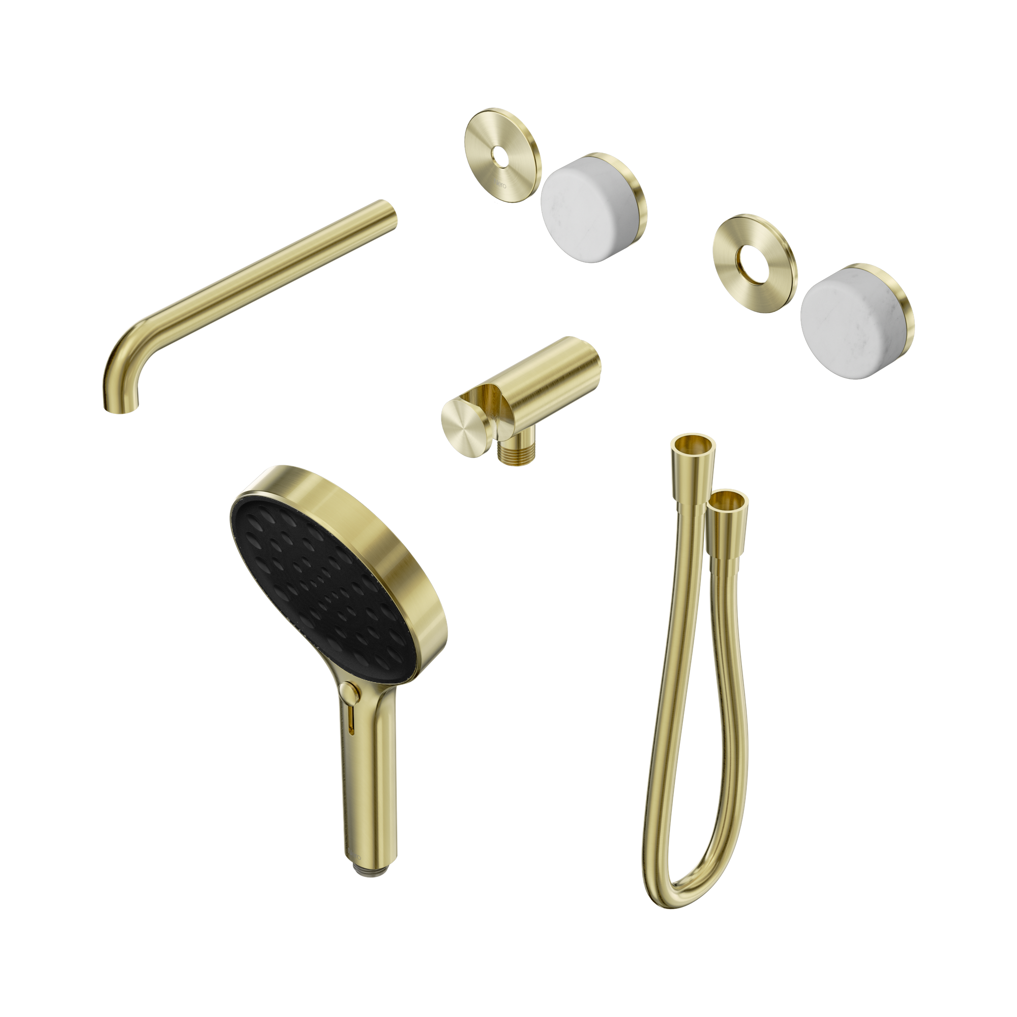 24 E085 BG Serenity Progressive Shower System With Spout With Carrara Handle And Serenity Hand Shower Trim Kit Only Brushed Gold image 1