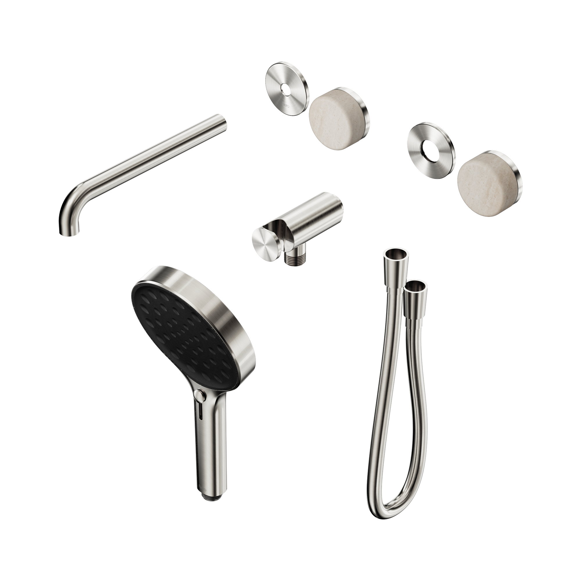 24 E087 BN Serenity Progressive Shower System With Spout With Rome Travertine Handle And Serenity Hand Shower Trim Kit Only Brushed Nickel image 1