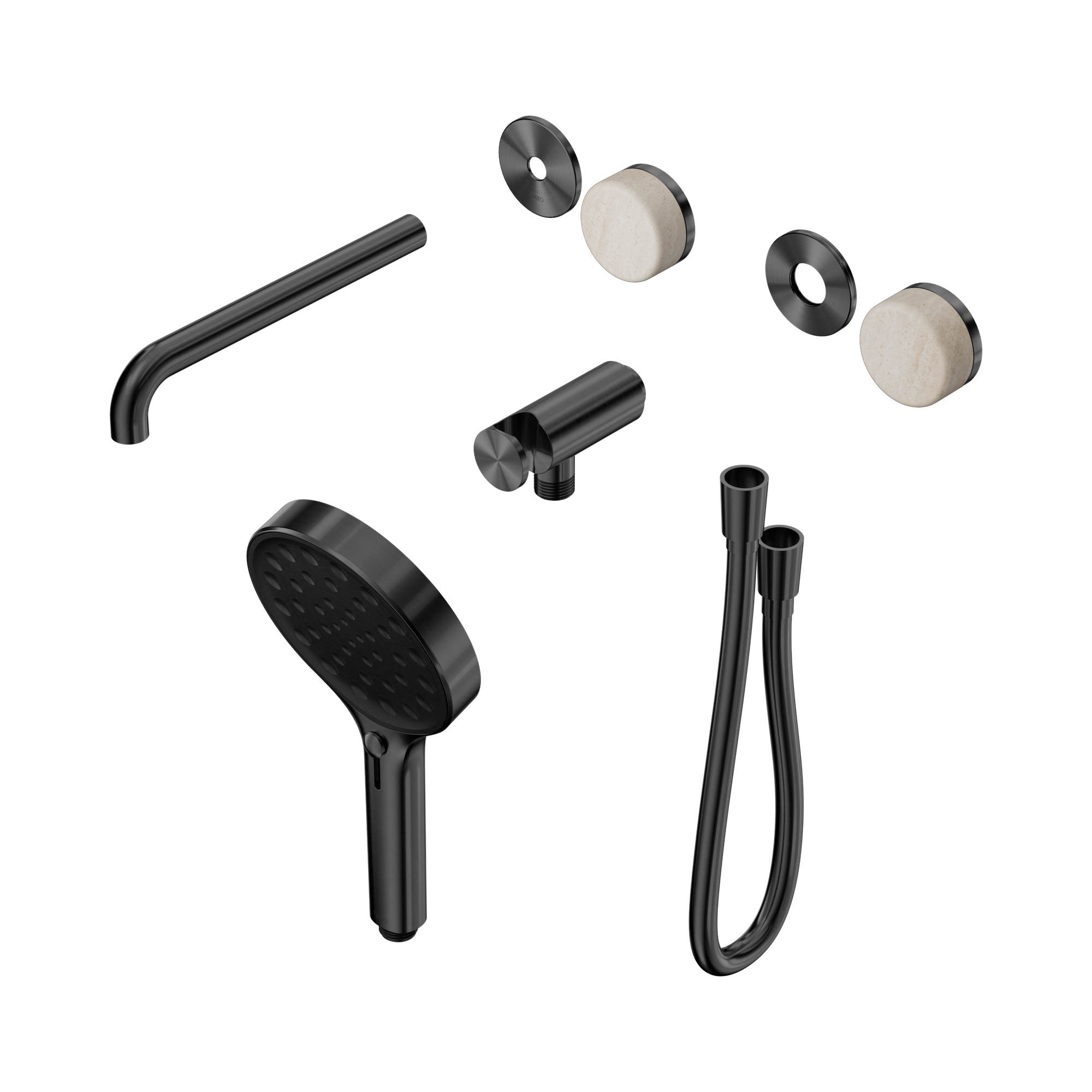 24 E087 GM Serenity Progressive Shower System With Spout With Rome Travertine Handle And Serenity Hand Shower Trim Kit Only Gun Metal image 1