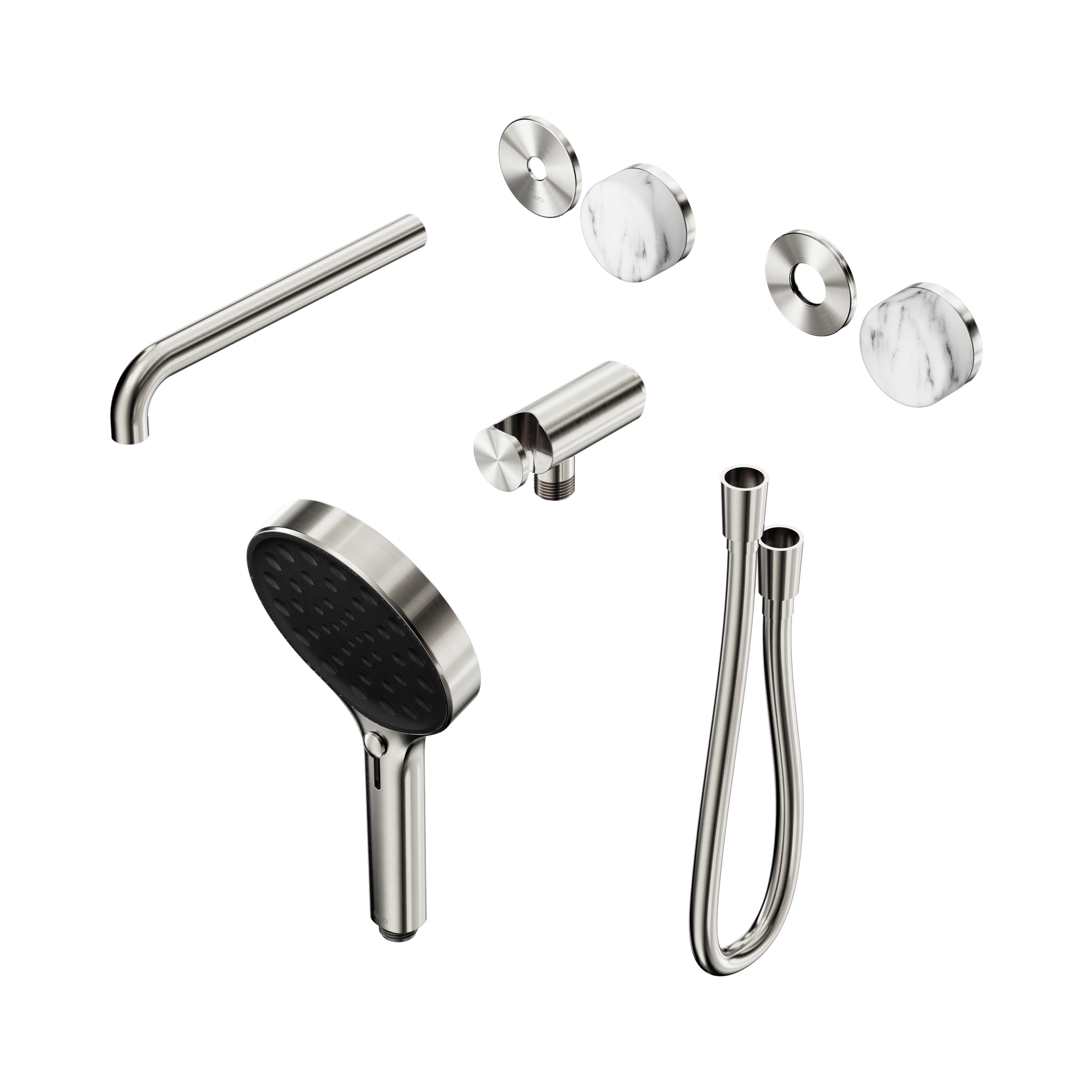 24 E088 BN Serenity Progressive Shower System With Spout With Arabescato Corchia Handle And Serenity Hand Shower Trim Kit Only Brushed Nickel image 1