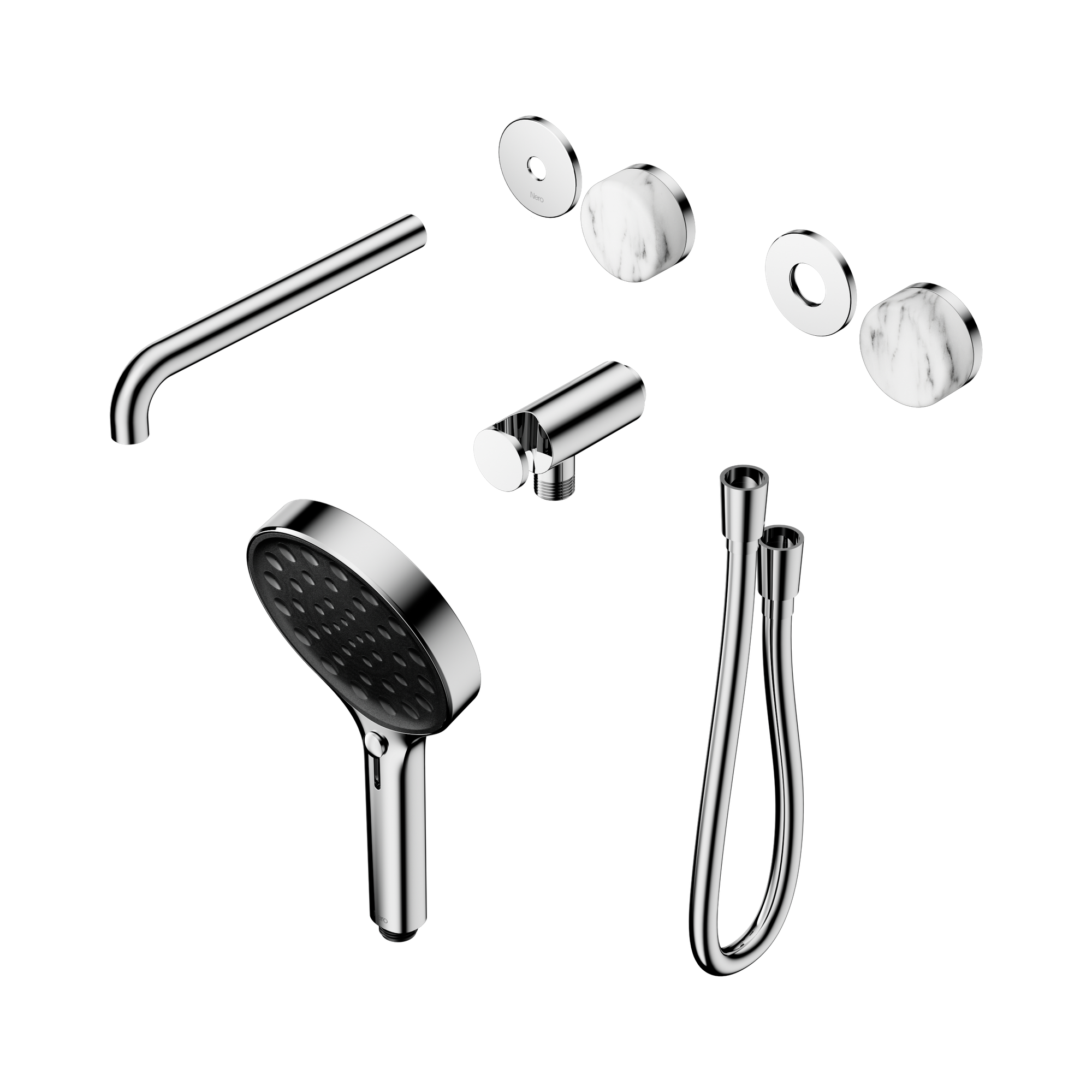 24 E088 CH Serenity Progressive Shower System With Spout With Arabescato Corchia Handle And Serenity Hand Shower Trim Kit Only Chrome image 1