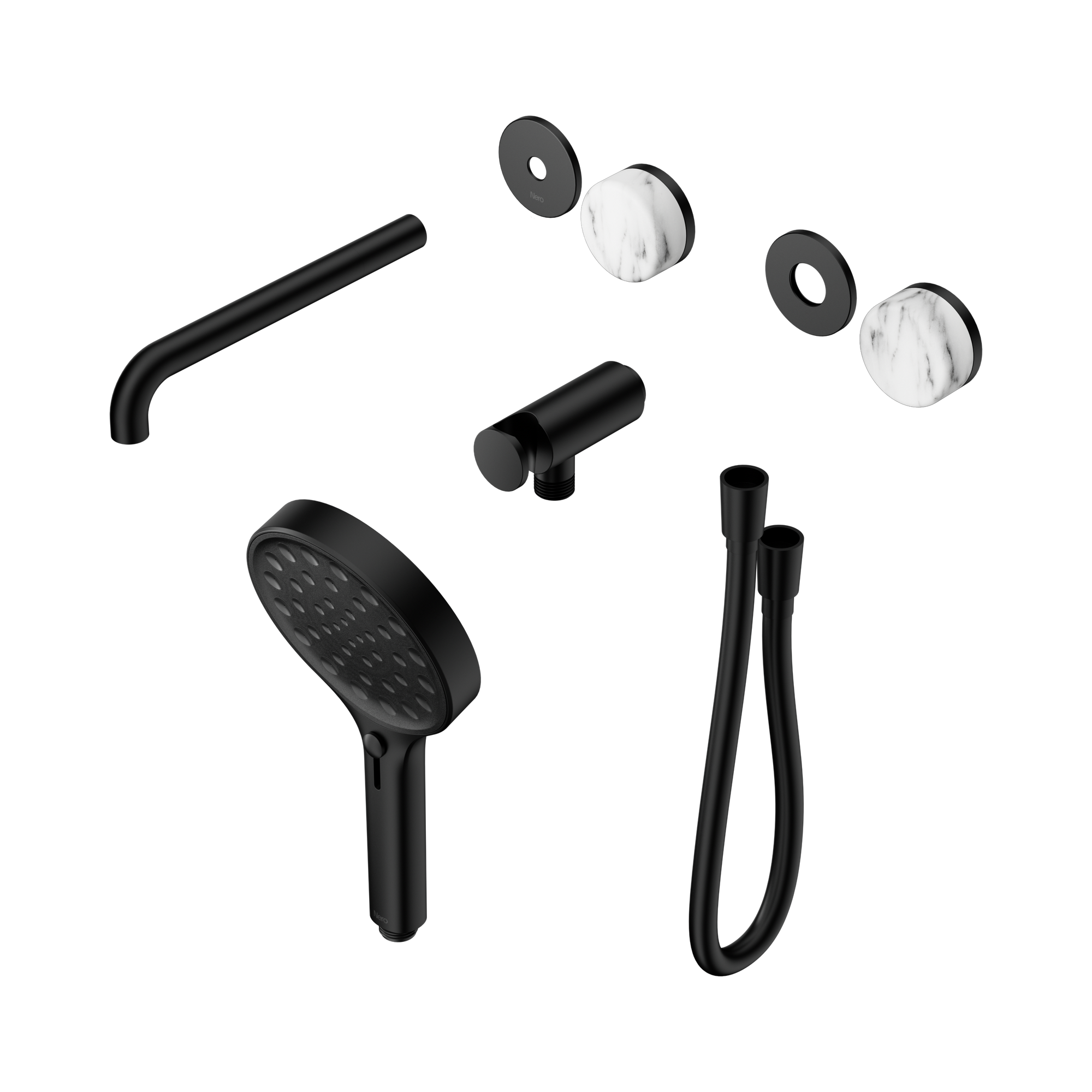 24 E088 MB Serenity Progressive Shower System With Spout With Arabescato Corchia Handle And Serenity Hand Shower Trim Kit Only Matte Black image 1