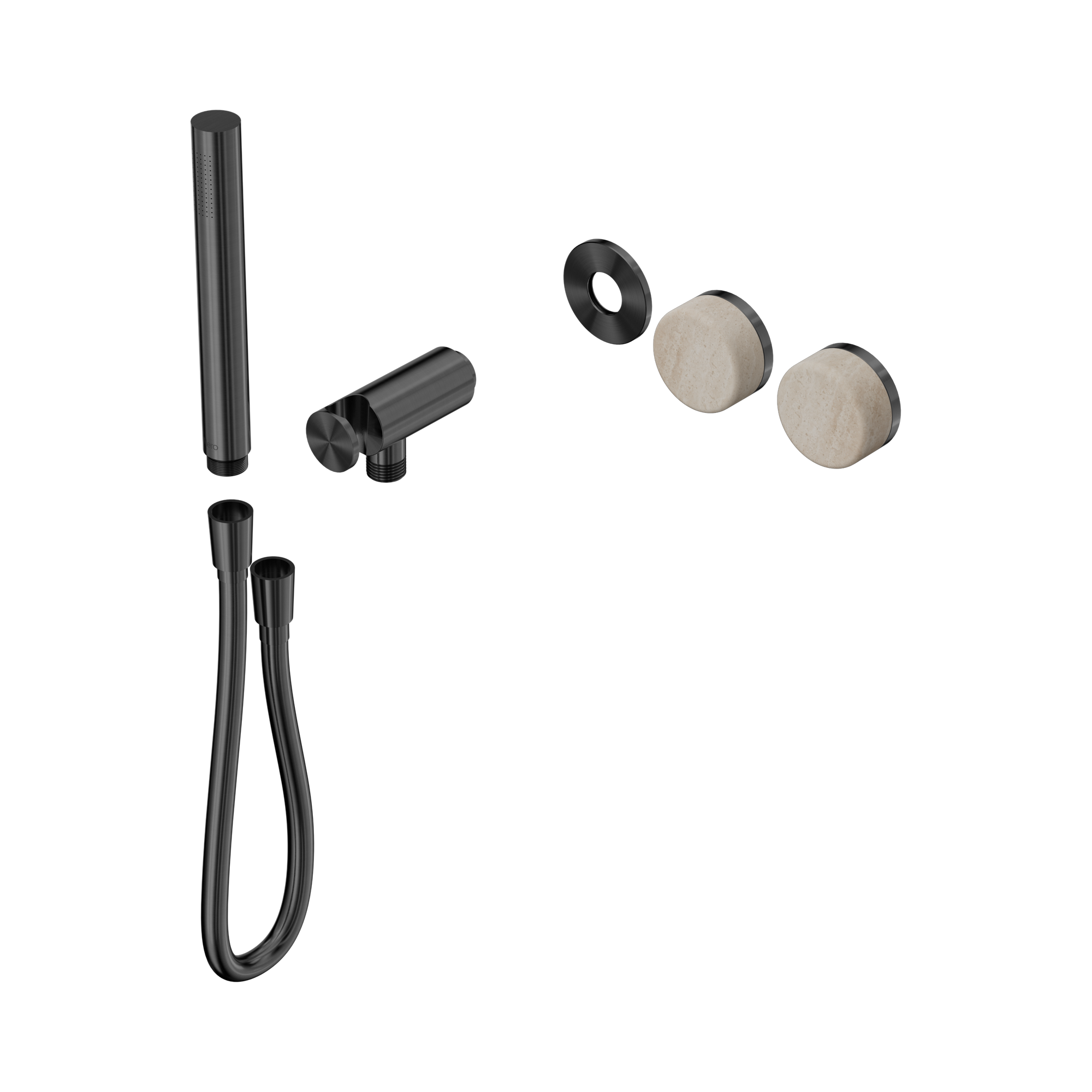 24 E093 GM Serenity Progressive Shower System With Rome Travertine Handle And Slim Shower Trim Kit Only Gun Metal image 1
