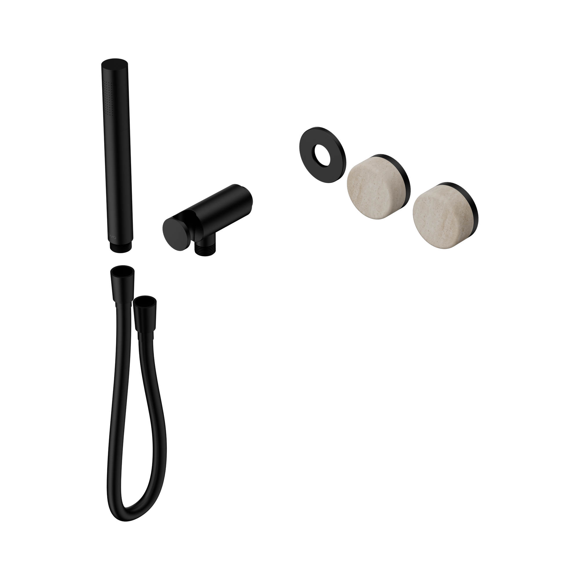24 E093 MB Serenity Progressive Shower System With Rome Travertine Handle And Slim Shower Trim Kit Only Matte Black image 1