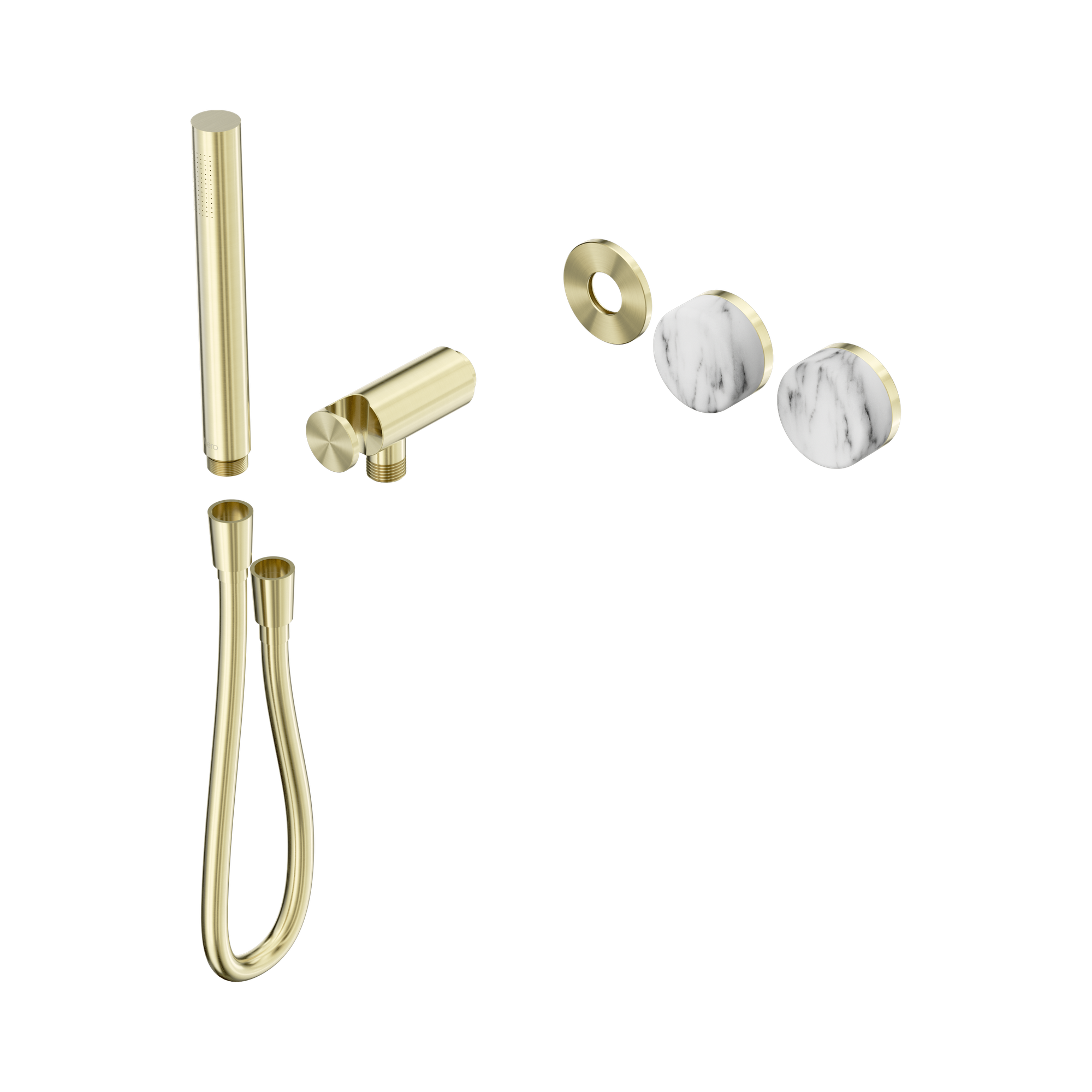 24 E094 BG Serenity Progressive Shower System With Arabescato Corchia Handle And Slim Shower Trim Kit Only Brushed Gold image 1