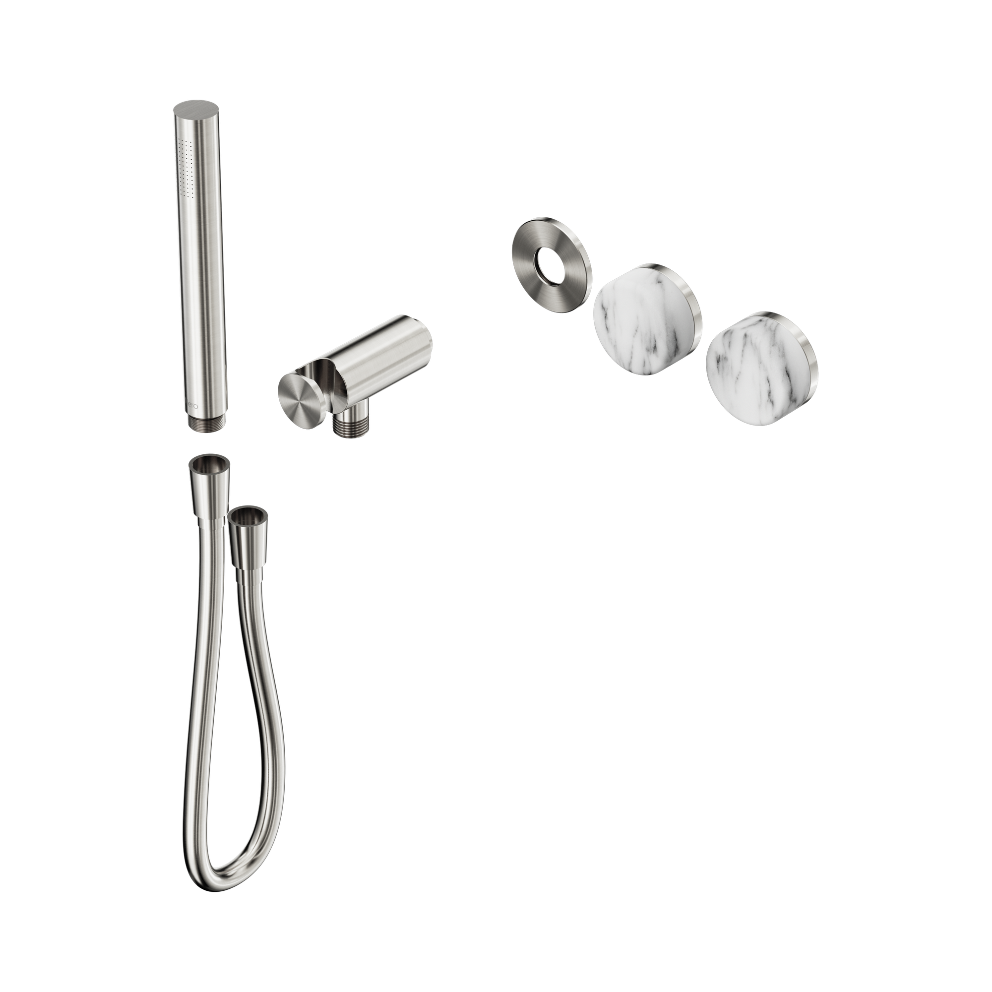 24 E094 BN Serenity Progressive Shower System With Arabescato Corchia Handle And Slim Shower Trim Kit Only Brushed Nickel image 1