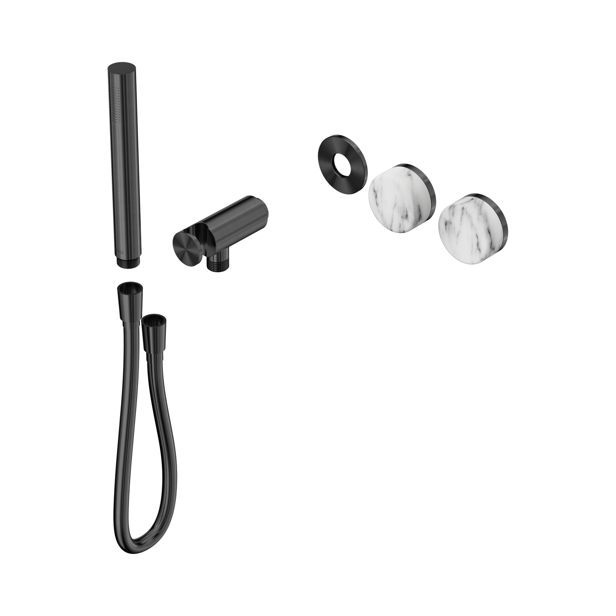 24 E094 GM Serenity Progressive Shower System With Arabescato Corchia Handle And Slim Shower Trim Kit Only Gun Metal image 1