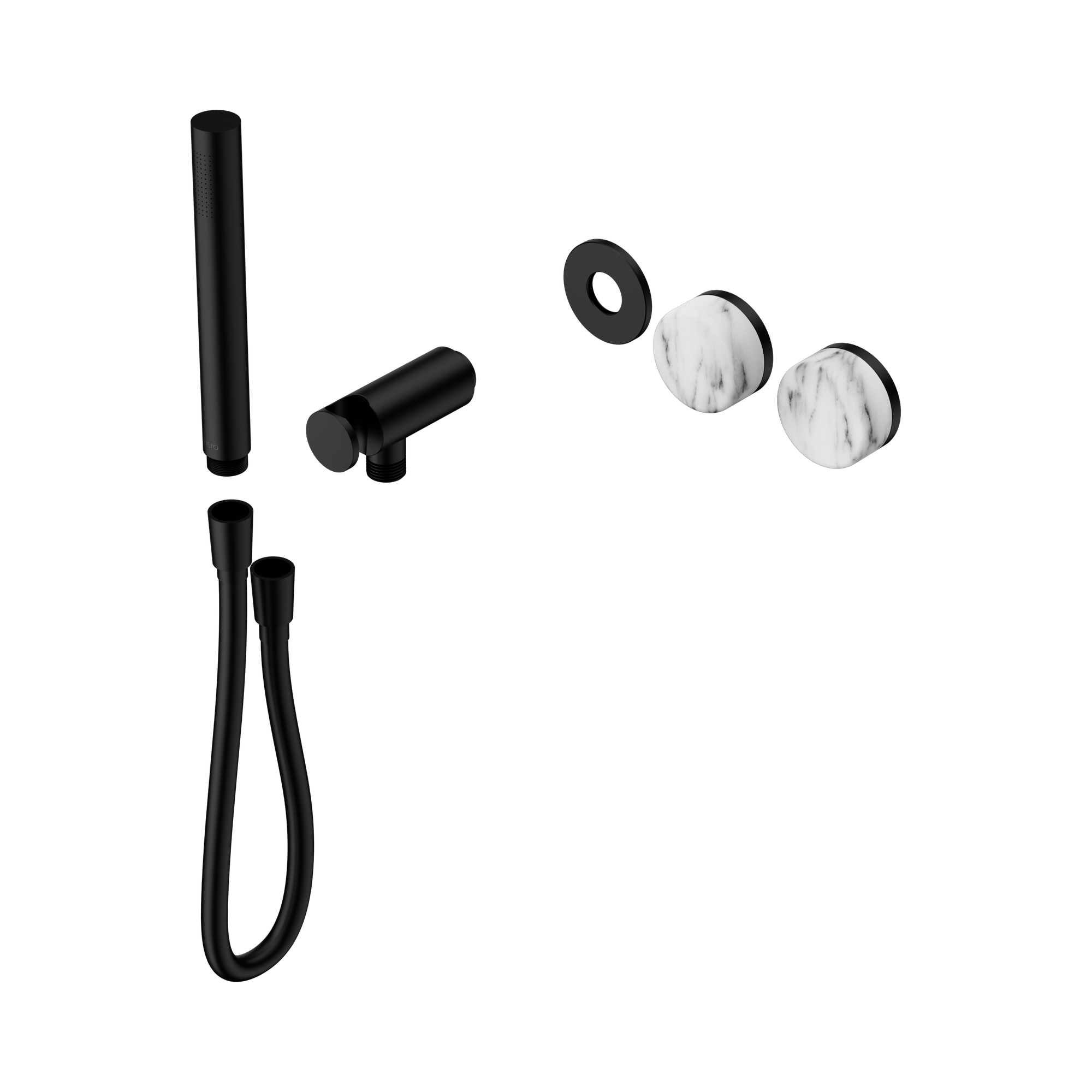 24 E094 MB Serenity Progressive Shower System With Arabescato Corchia Handle And Slim Shower Trim Kit Only Matte Black image 1