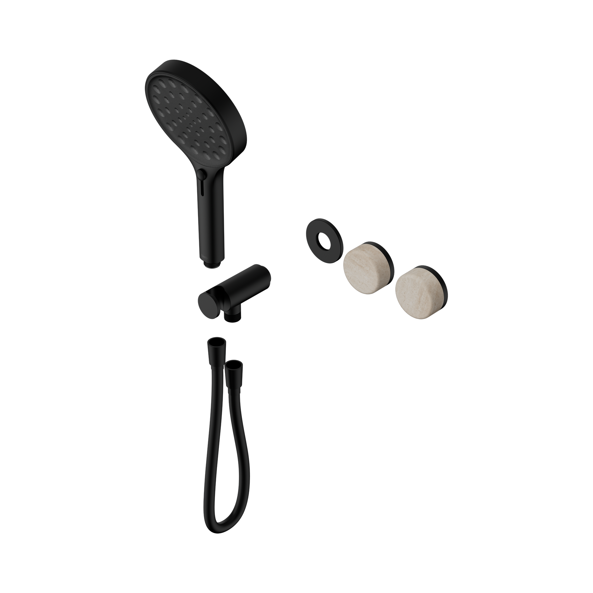 24 E099 MB Serenity Progressive Shower System With Rome Travertine Handle And Serenity Hand Shower Trim Kit Only Matte Black image 1