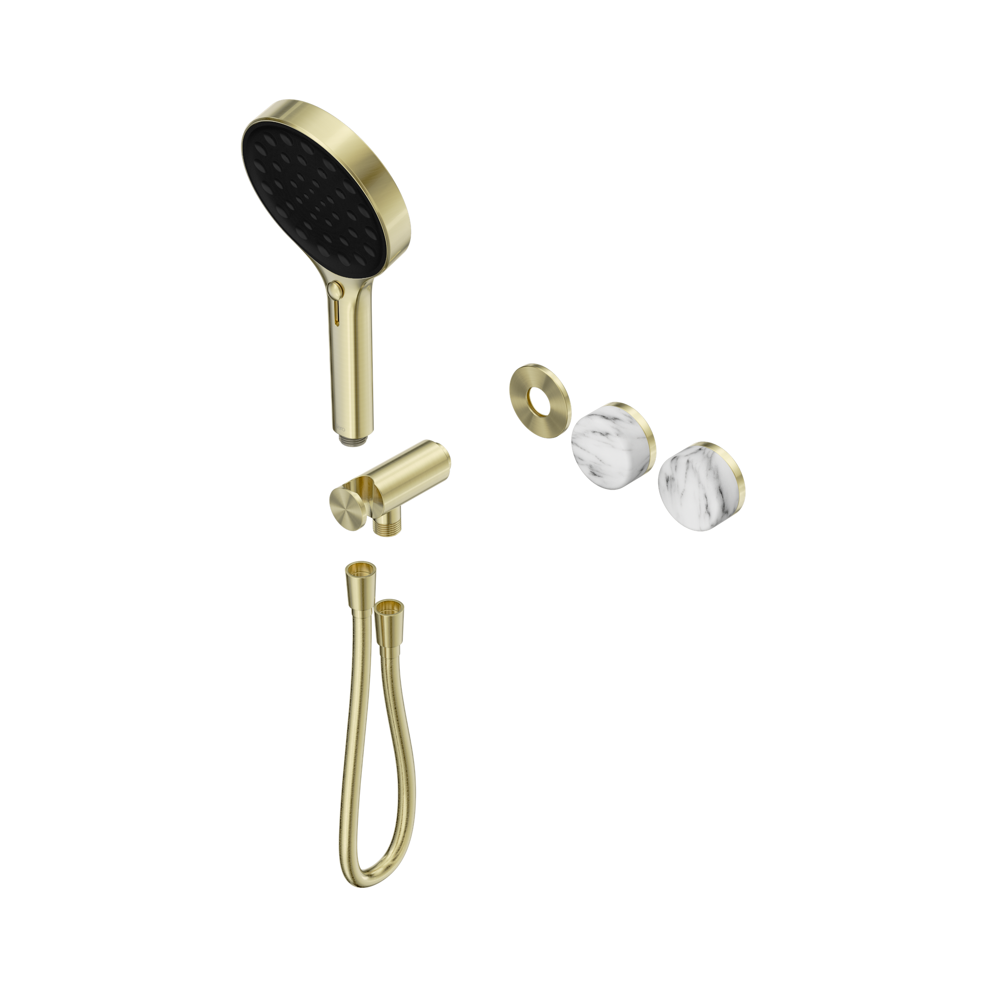 24 E100 BG Serenity Progressive Shower System With Arabescato Corchia Handle And Serenity Hand Shower Trim Kit Only Brushed Gold image 1