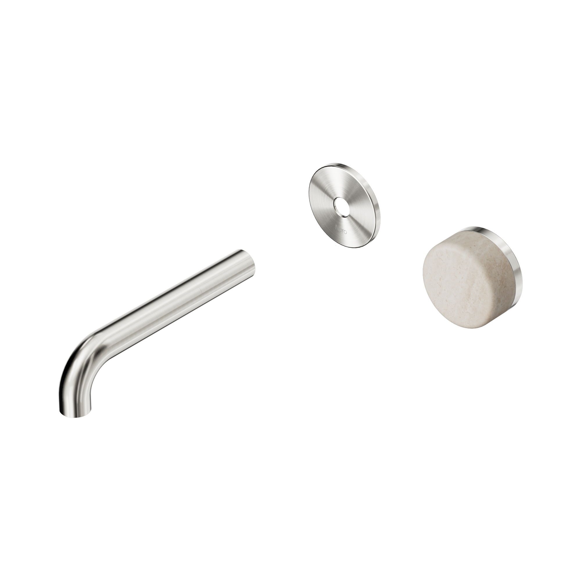 24 E105 BN Serenity Progressive Wall Basin Mixer 160mm Spout With Rome Travertine Handle Trim Kit Only Brushed Nickel image 1