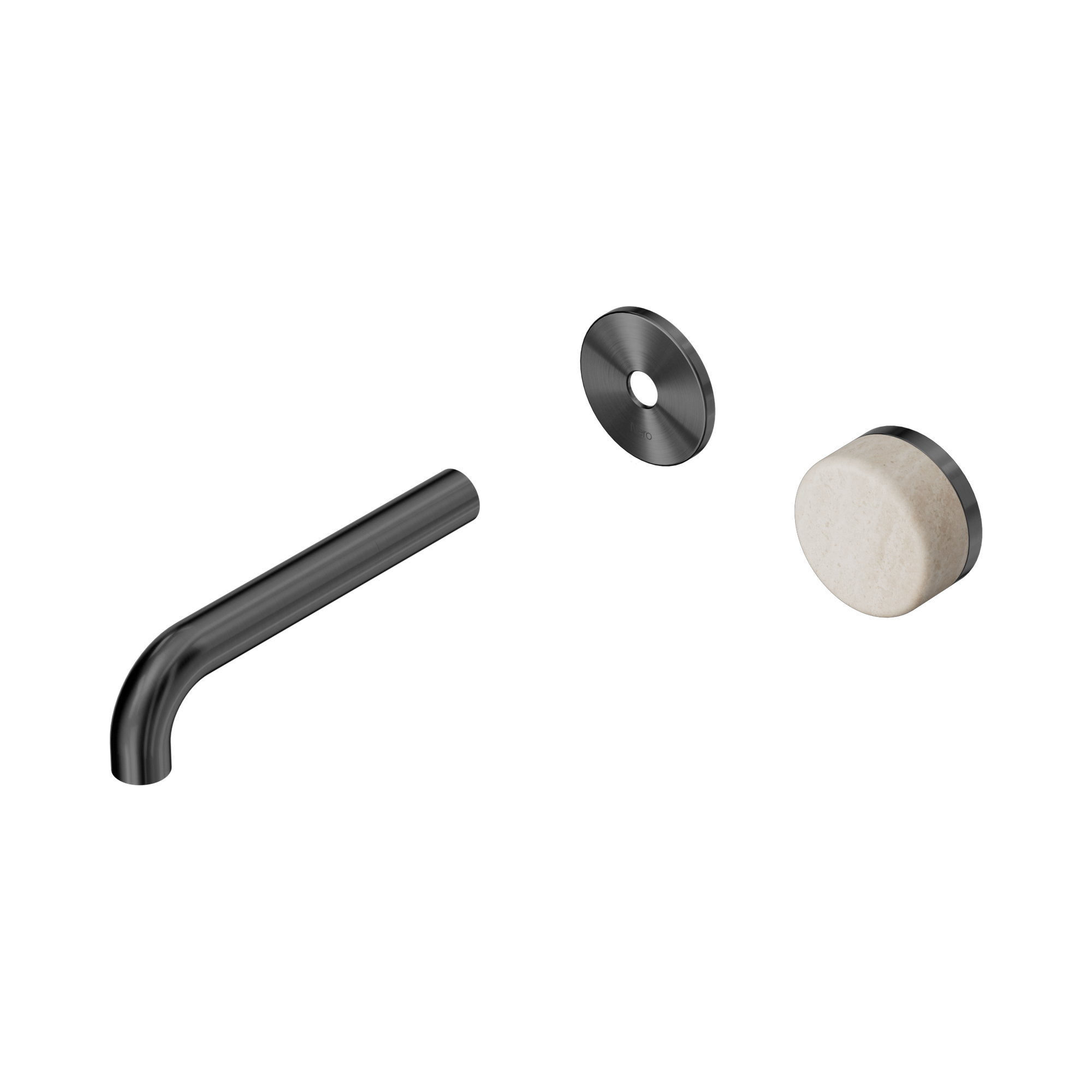 24 E105 GM Serenity Progressive Wall Basin Mixer 160mm Spout With Rome Travertine Handle Trim Kit Only Gun Metal image 1