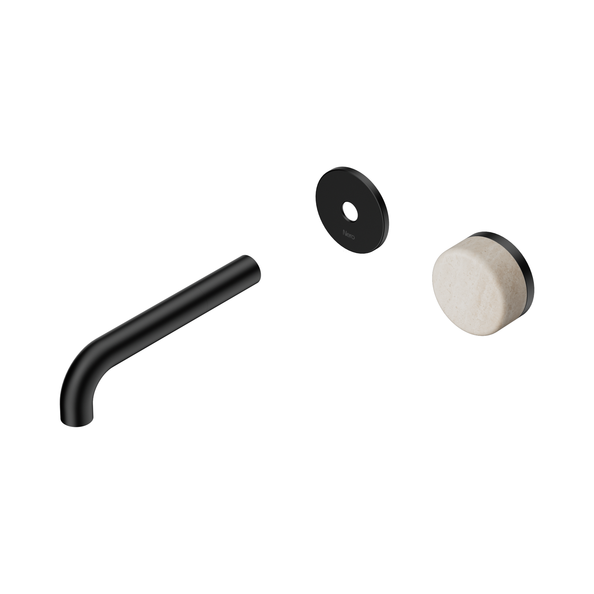 24 E105 MB Serenity Progressive Wall Basin Mixer 160mm Spout With Rome Travertine Handle Trim Kit Only Matte Black image 1