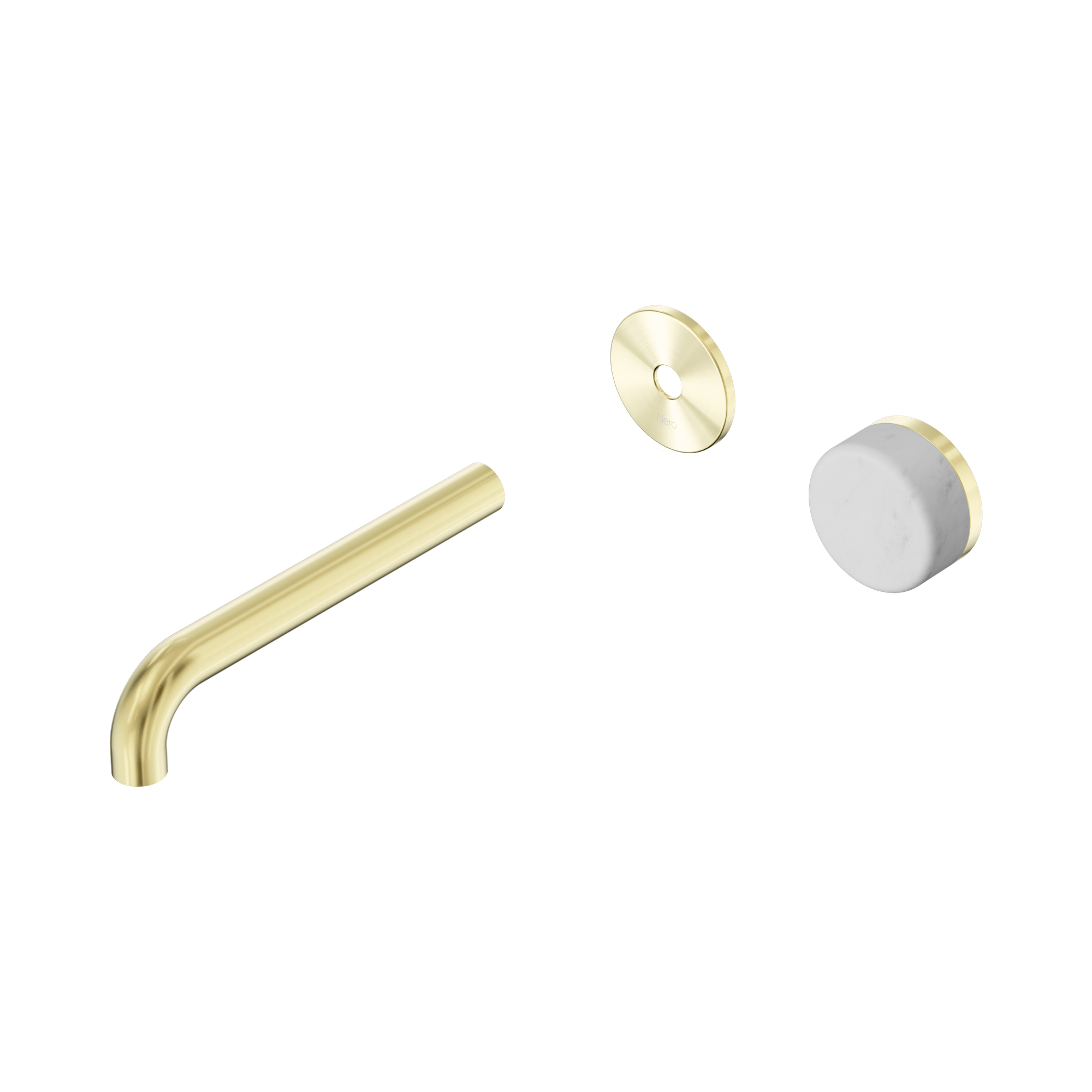 24 E109 BG Serenity Progressive Wall Basin Mixer 185mm Spout With Carrara Handle Trim Kit Only Brushed Gold image 1