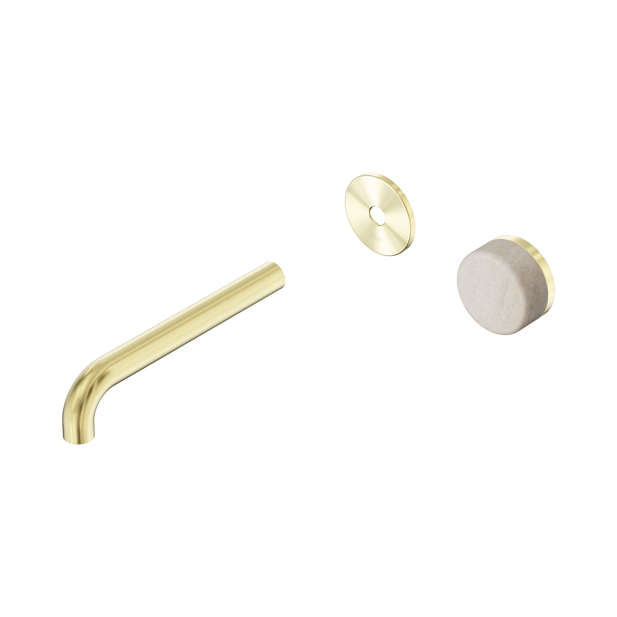 24 E111 BG Serenity Progressive Wall Basin Mixer 185mm Spout With Rome Travertine Handle Trim Kit Only Brushed Gold image 1