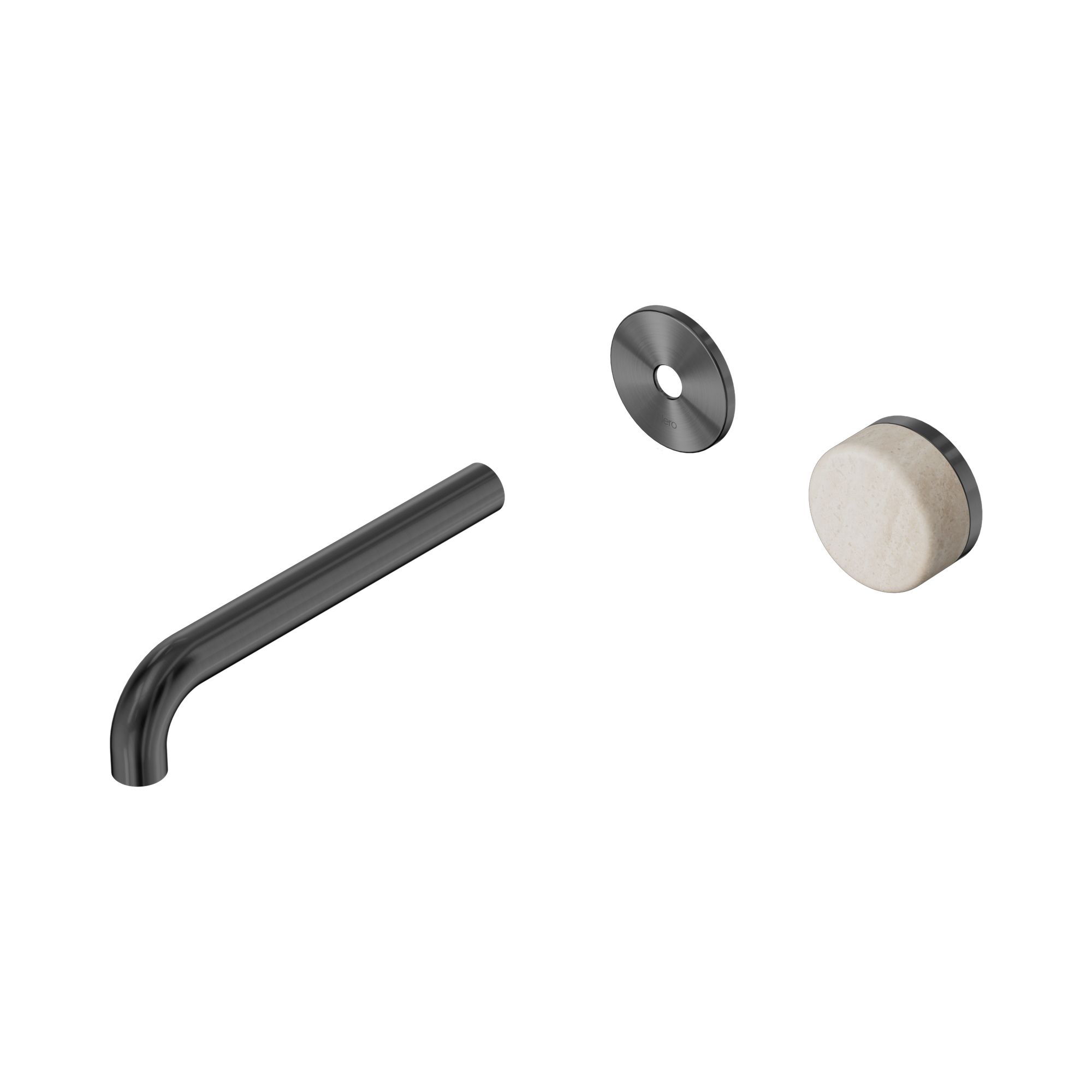 24 E111 GM Serenity Progressive Wall Basin Mixer 185mm Spout With Rome Travertine Handle Trim Kit Only Gun Metal image 1