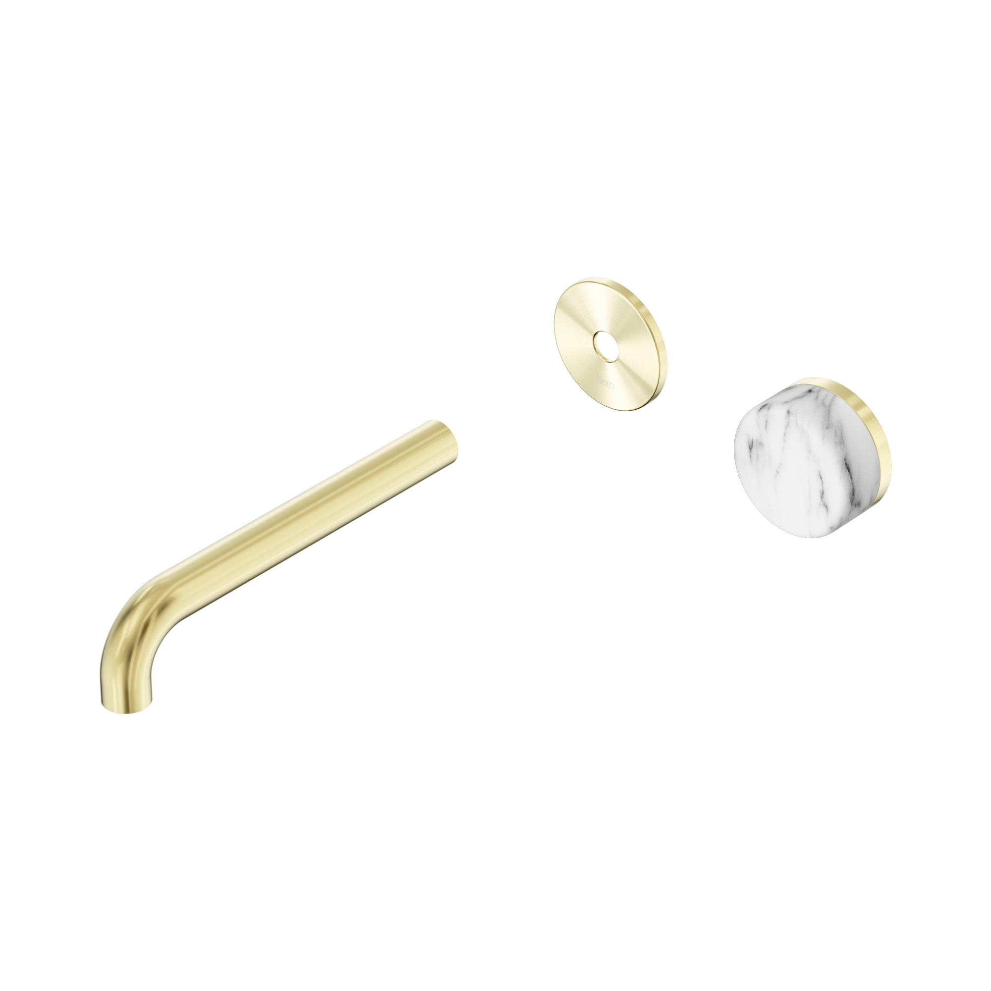 24 E112 BG Serenity Progressive Wall Basin Mixer 185mm Spout With Arabescato Corchia Handle Trim Kit Only Brushed Gold image 1
