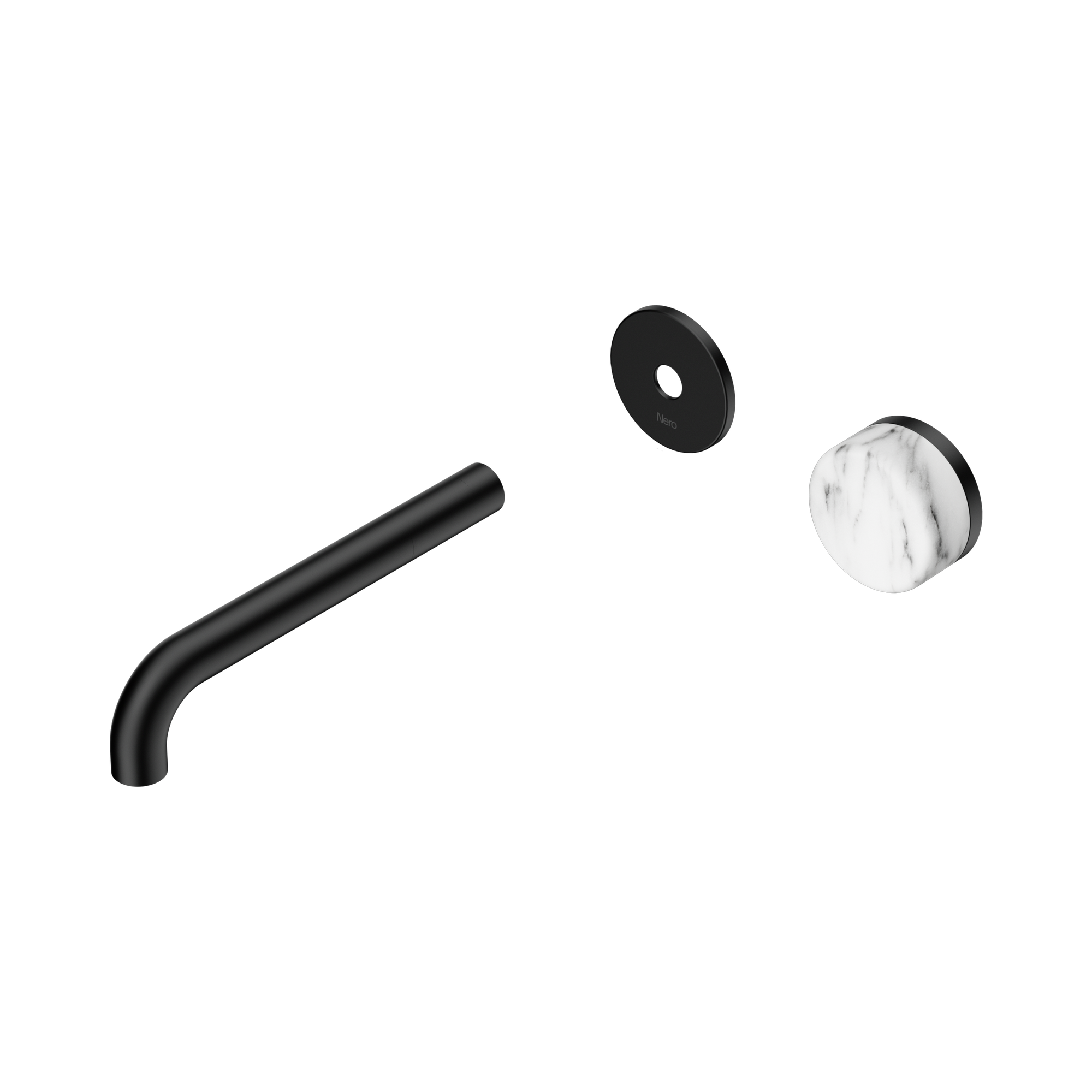 24 E112 MB Serenity Progressive Wall Basin Mixer 185mm Spout With Arabescato Corchia Handle Trim Kit Only Matte Black image 1
