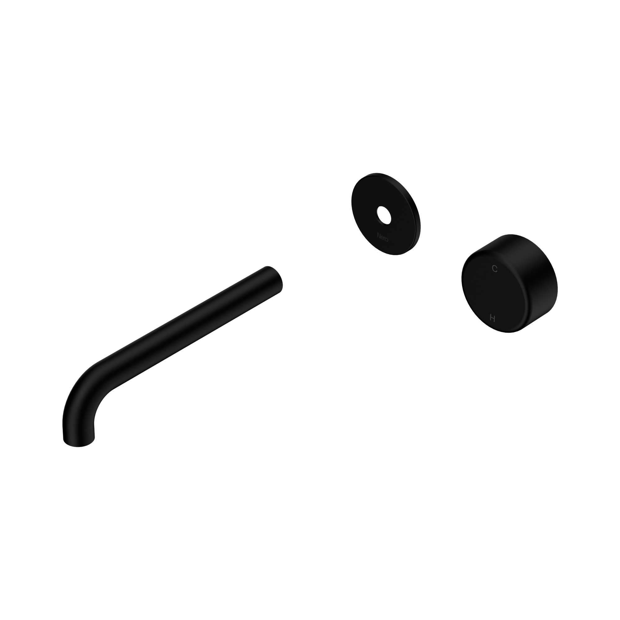 24 E114 MB Serenity Progressive Wall Basin Mixer 185mm Spout With Metal Handle Trim Kit Only Matte Black image 1