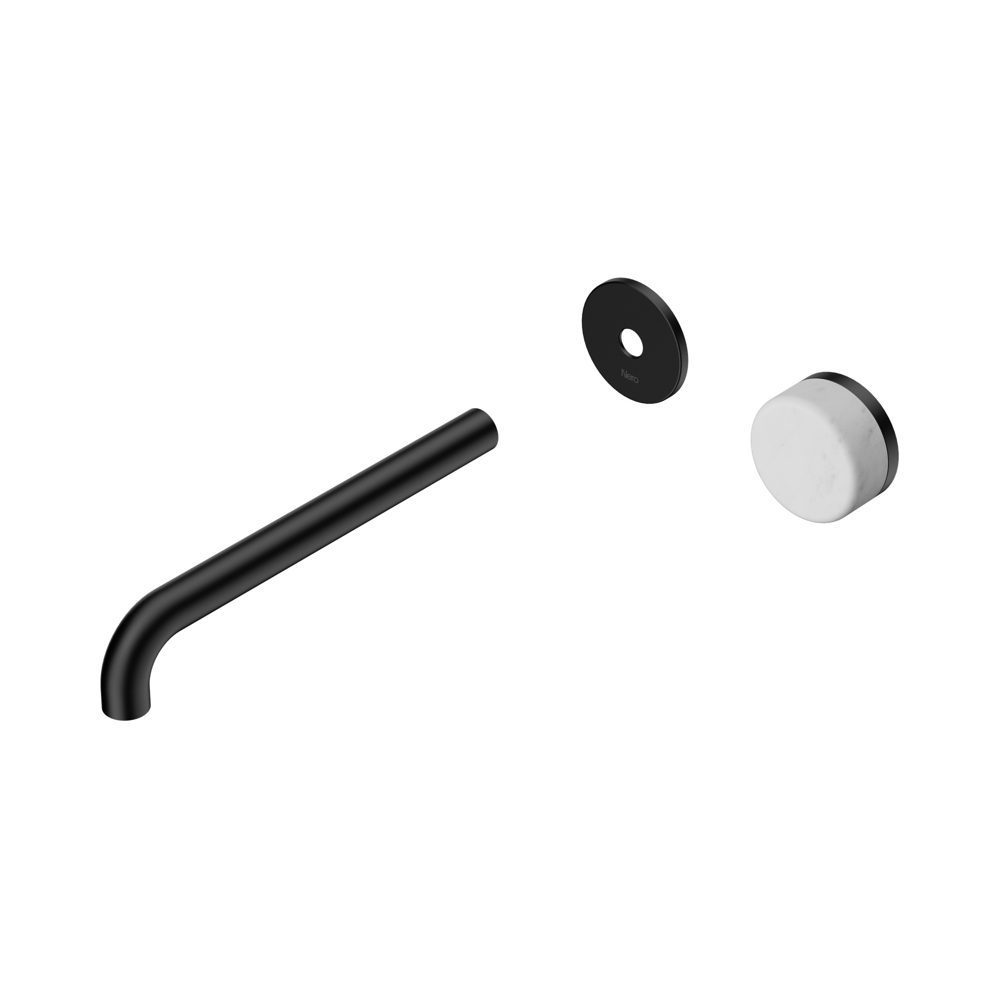 24 E115 MB Serenity Progressive Wall Basin Mixer 220mm Spout With Carrara Handle Trim Kit Only Matte Black image 1