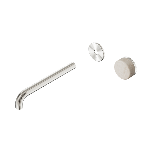 24 E117 BN Serenity Progressive Wall Basin Mixer 220mm Spout With Rome Travertine Handle Trim Kit Only Brushed Nickel Thumb