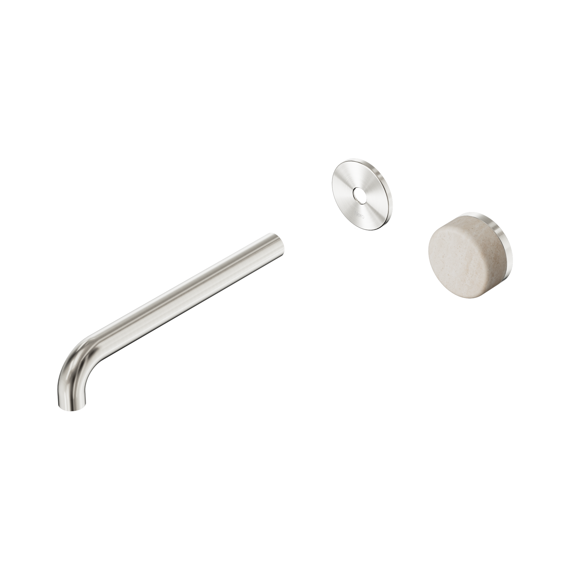 24 E117 BN Serenity Progressive Wall Basin Mixer 220mm Spout With Rome Travertine Handle Trim Kit Only Brushed Nickel image 1