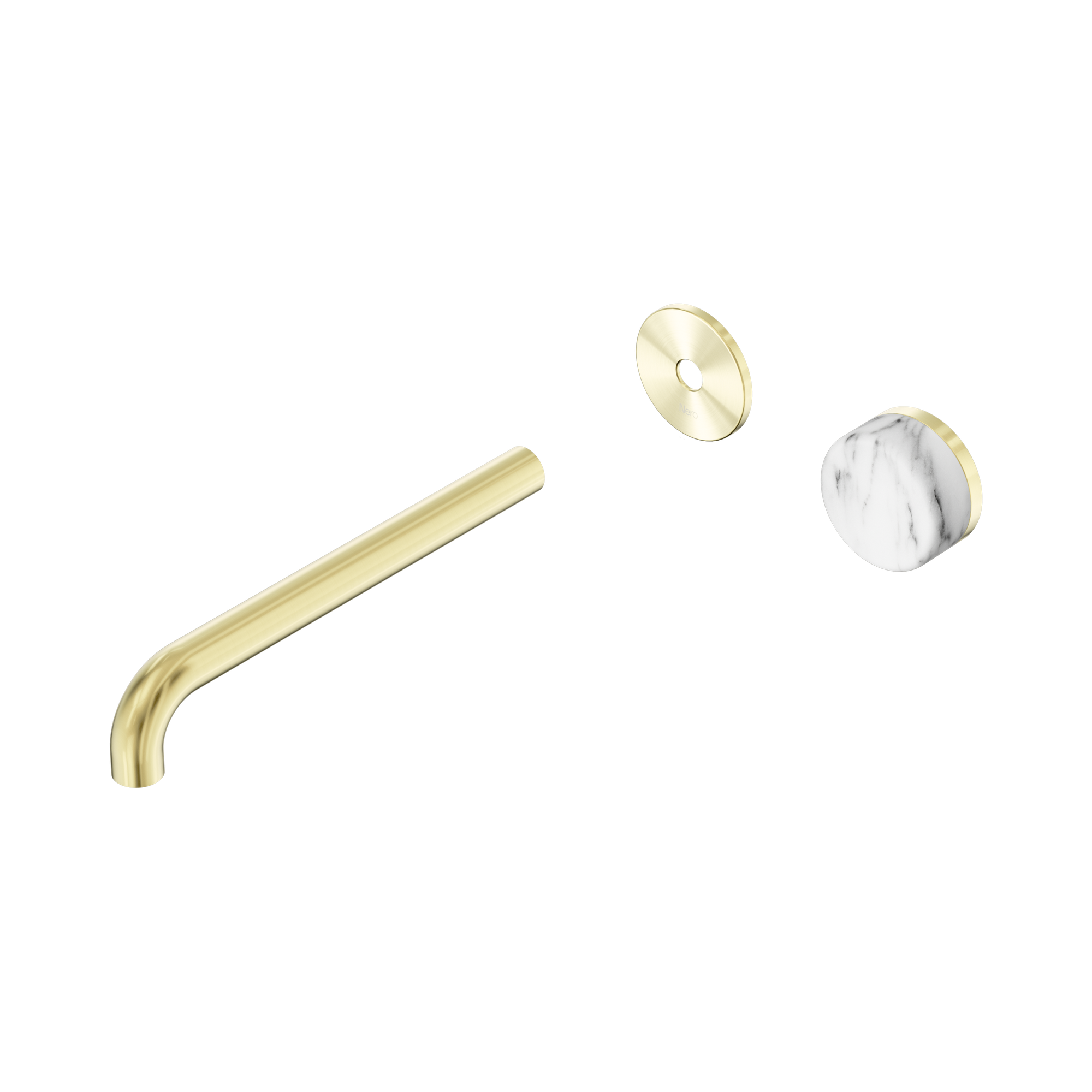 24 E118 BG Serenity Progressive Wall Basin Mixer 220mm Spout With Arabescato Corchia Handle Trim Kit Only Brushed Gold image 1