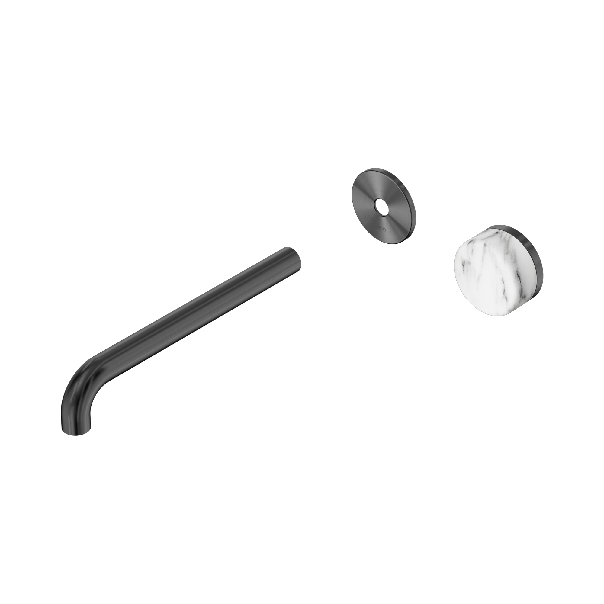 24 E118 GM Serenity Progressive Wall Basin Mixer 220mm Spout With Arabescato Corchia Handle Trim Kit Only Gun Metal image 1