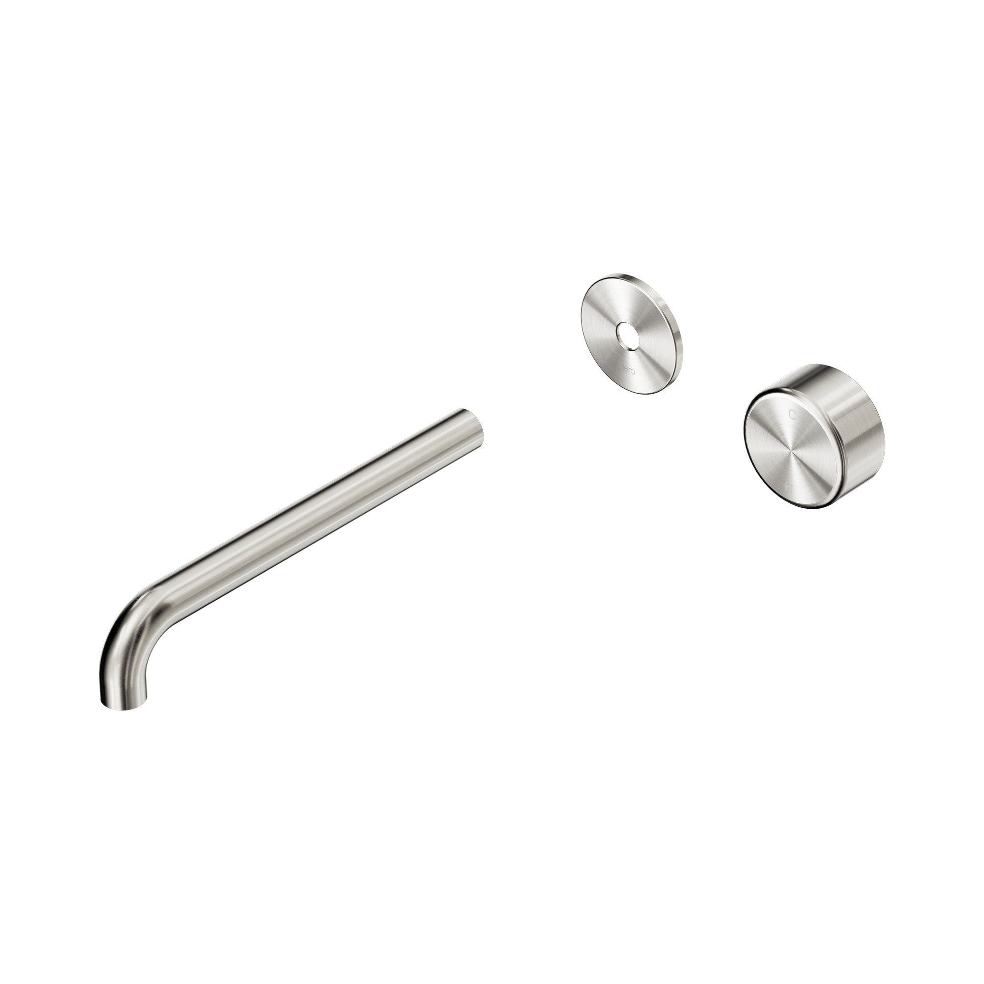 24 E120 BN Serenity Progressive Wall Basin Mixer 220mm Spout With Metal Handle Trim Kit Only Brushed Nickel image 1