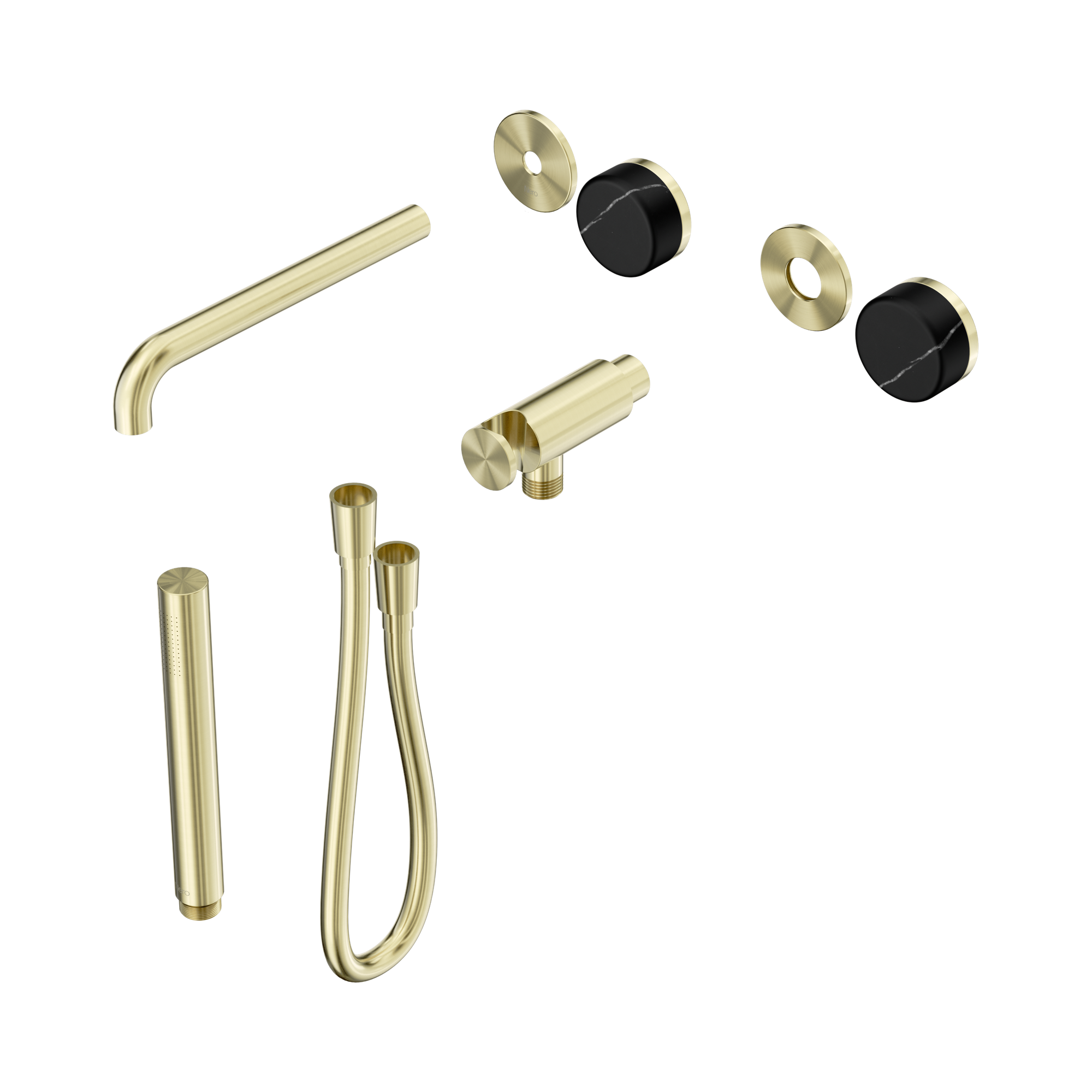 24 E121 BG Serenity Progressive Shower System With Spout With Marquina Black Handle And Slim Shower Trim Kit Only Brushed Gold image 1