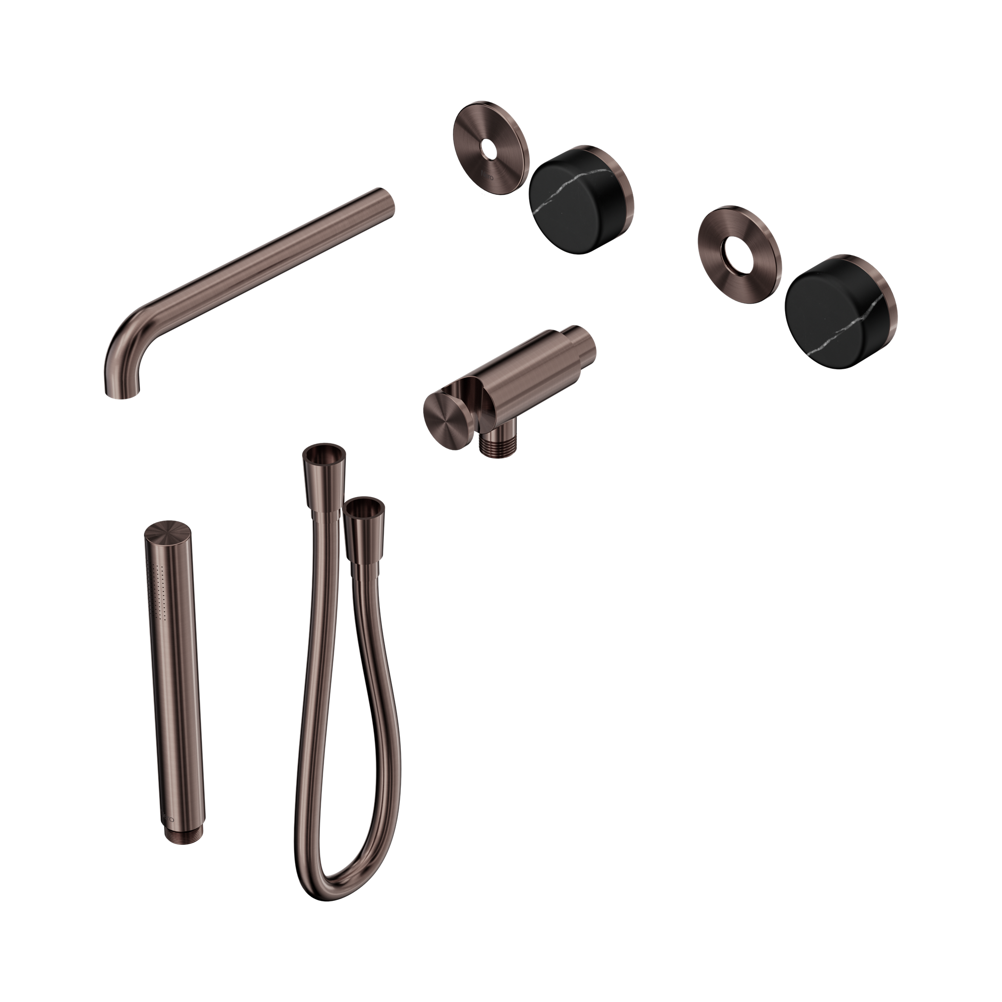 24 E121 BZ Serenity Progressive Shower System With Spout With Marquina Black Handle And Slim Shower Trim Kit Only Brushed Bronze image 1