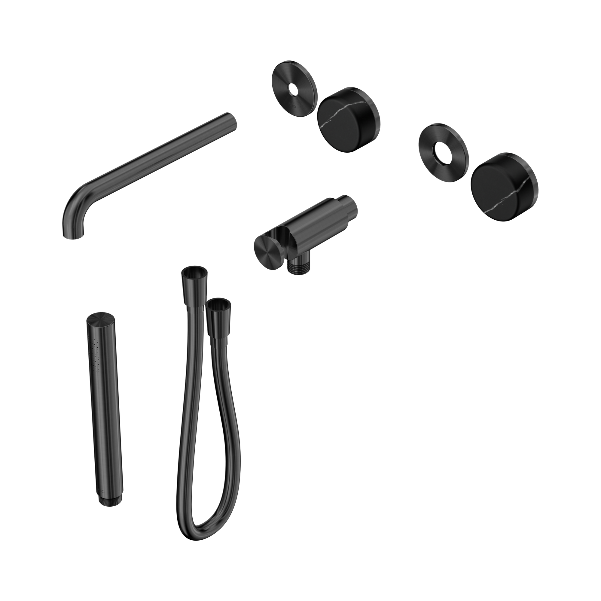 24 E121 GM Serenity Progressive Shower System With Spout With Marquina Black Handle And Slim Shower Trim Kit Only Gun Metal image 1