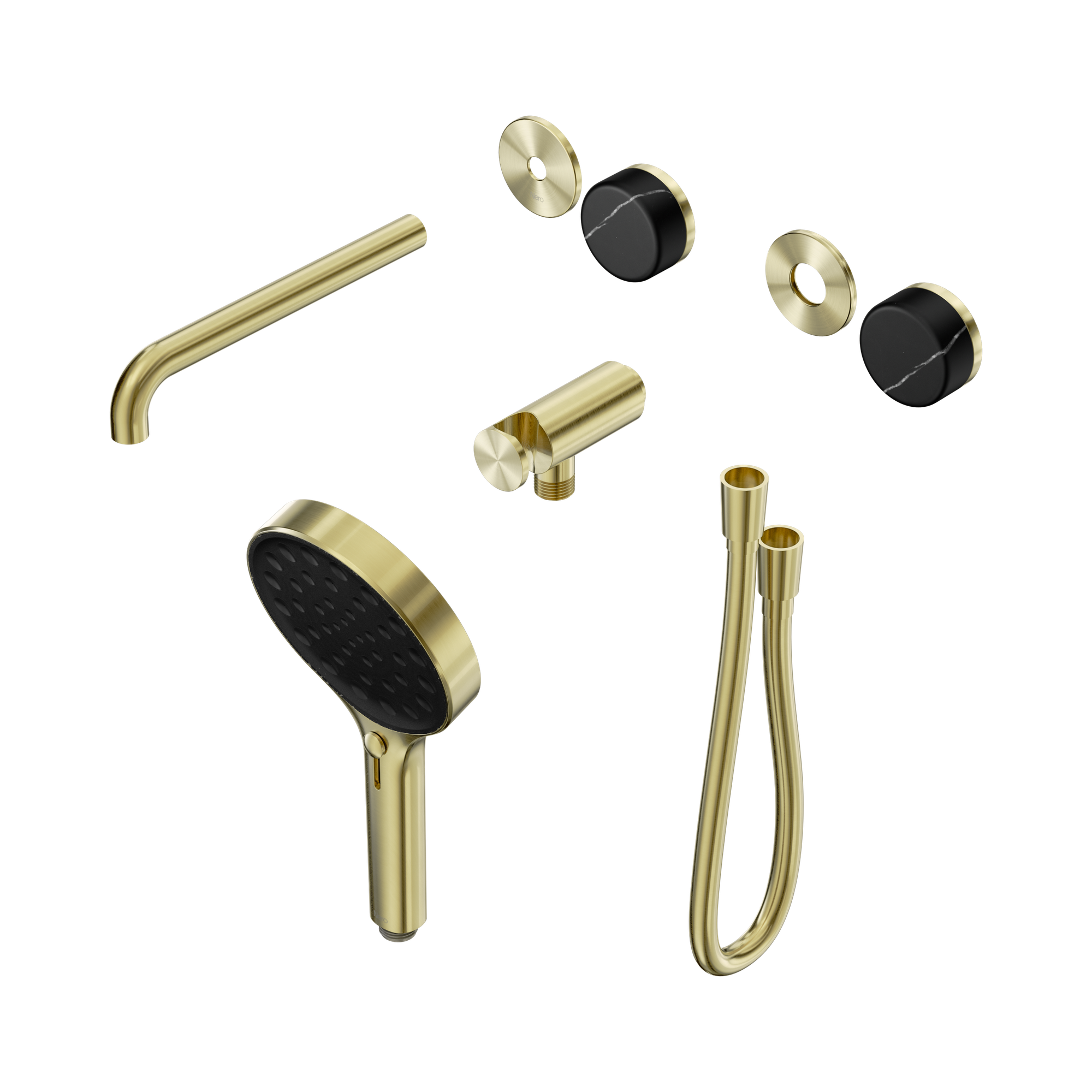 24 E122 BG Serenity Progressive Shower System With Spout With Marquina Black Handle And Serenity Hand Shower Trim Kit Only Brushed Gold image 1