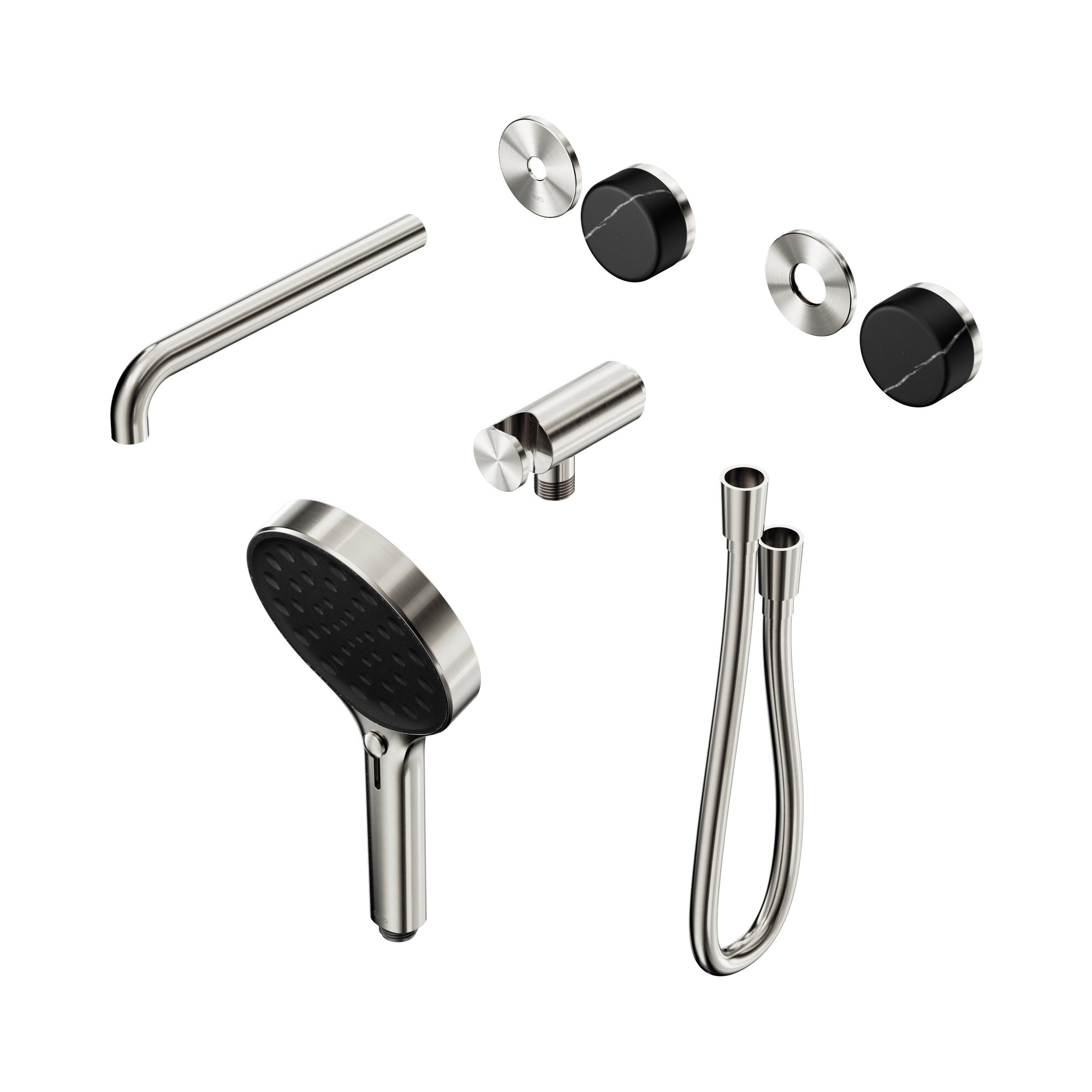 24 E122 BN Serenity Progressive Shower System With Spout With Marquina Black Handle And Serenity Hand Shower Trim Kit Only Brushed Nickel image 1