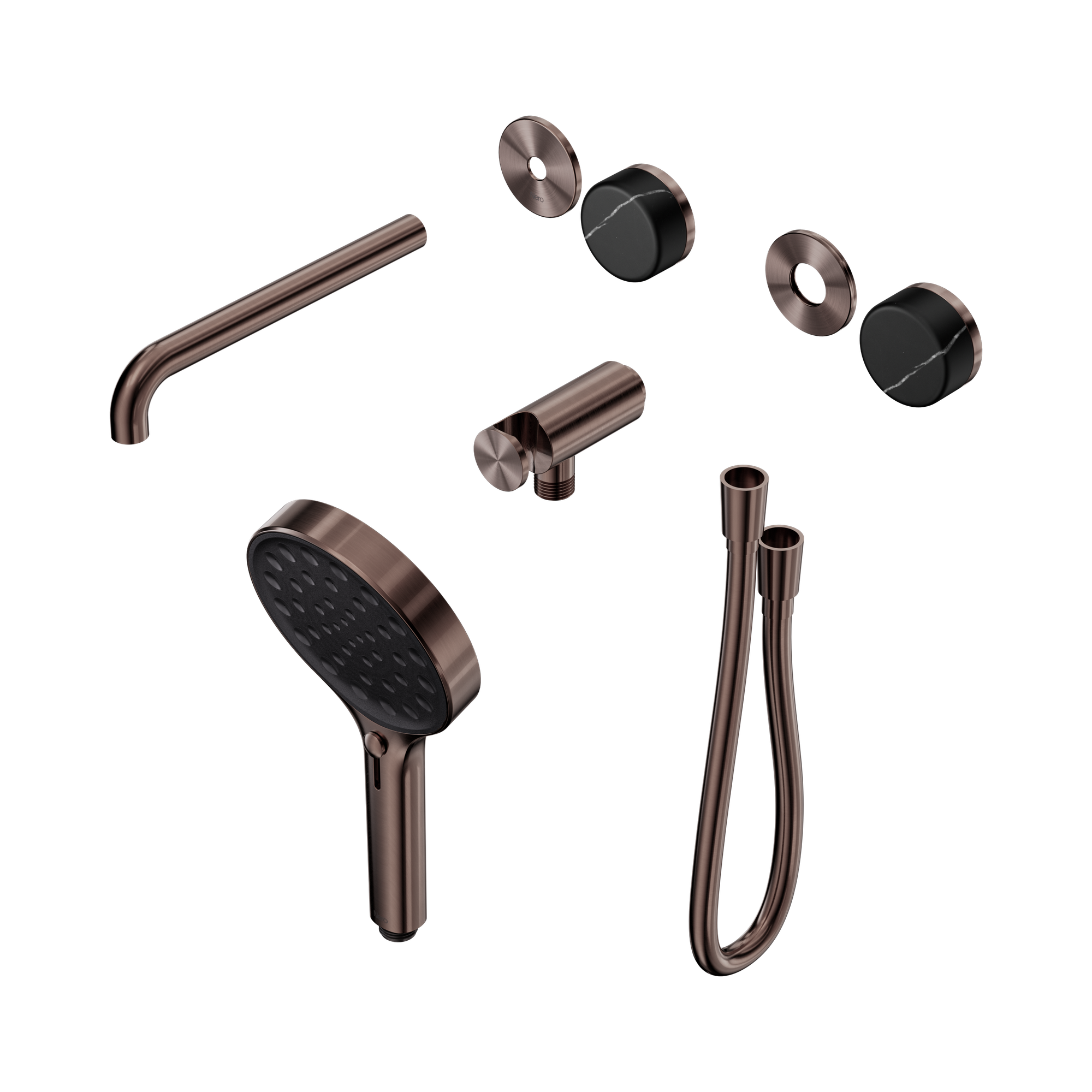 24 E122 BZ Serenity Progressive Shower System With Spout With Marquina Black Handle And Serenity Hand Shower Trim Kit Only Brushed Bronze image 1