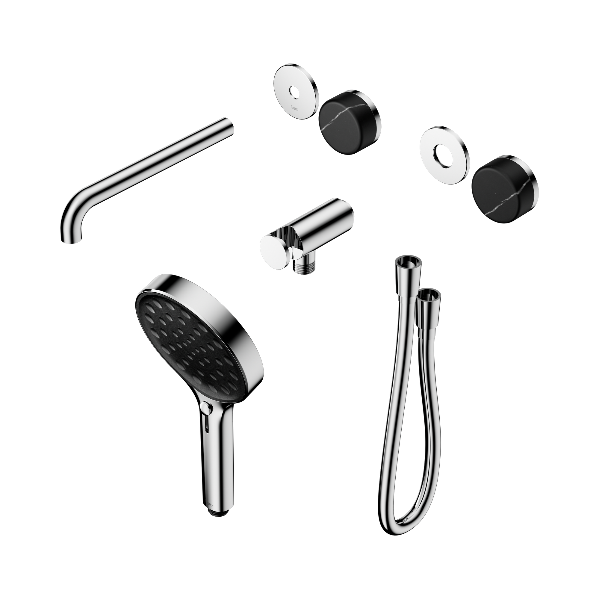 24 E122 CH Serenity Progressive Shower System With Spout With Marquina Black Handle And Serenity Hand Shower Trim Kit Only Chrome image 1