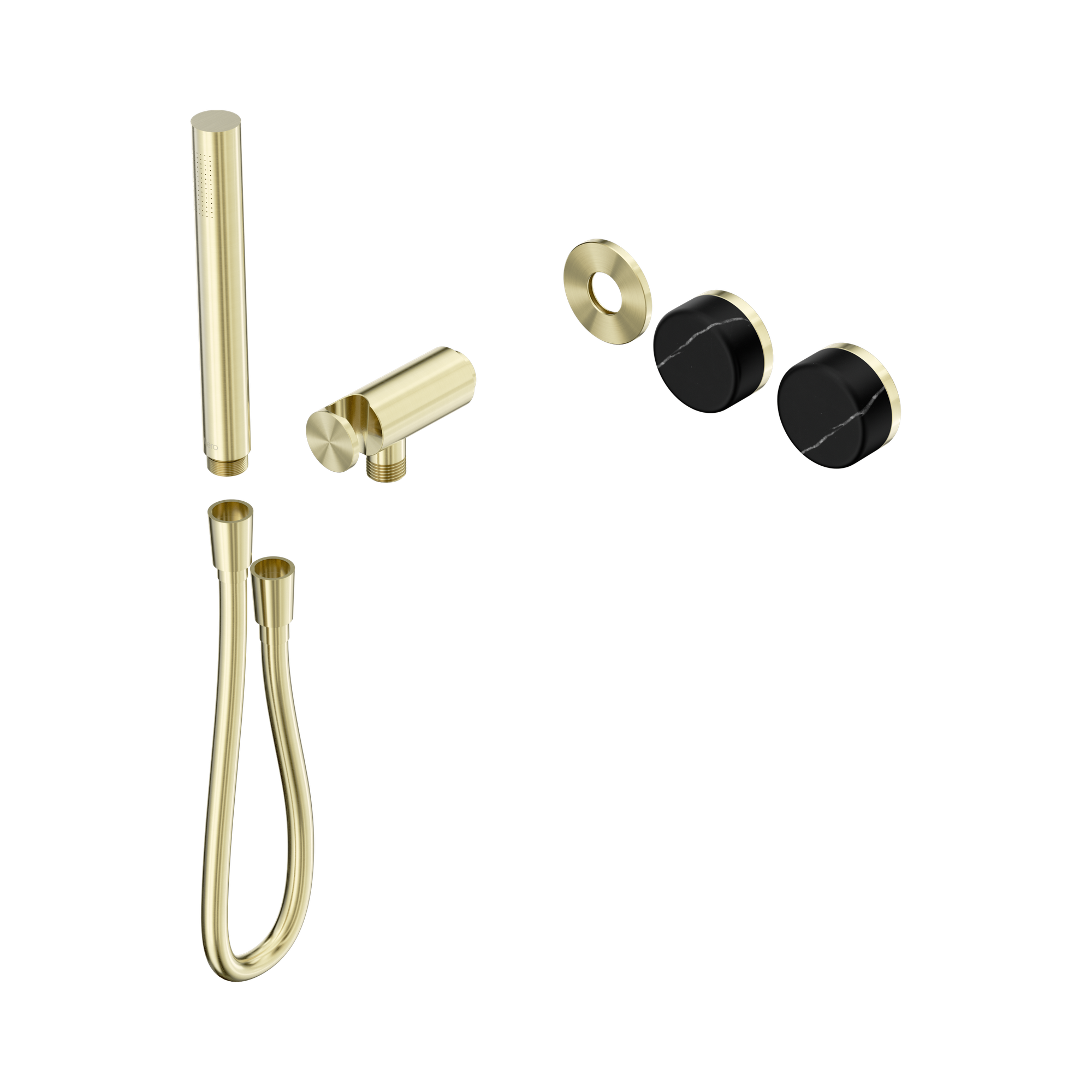 24 E123 BG Serenity Progressive Shower System With Marquina Black Handle And Slim Shower Trim Kit Only Brushed Gold image 1