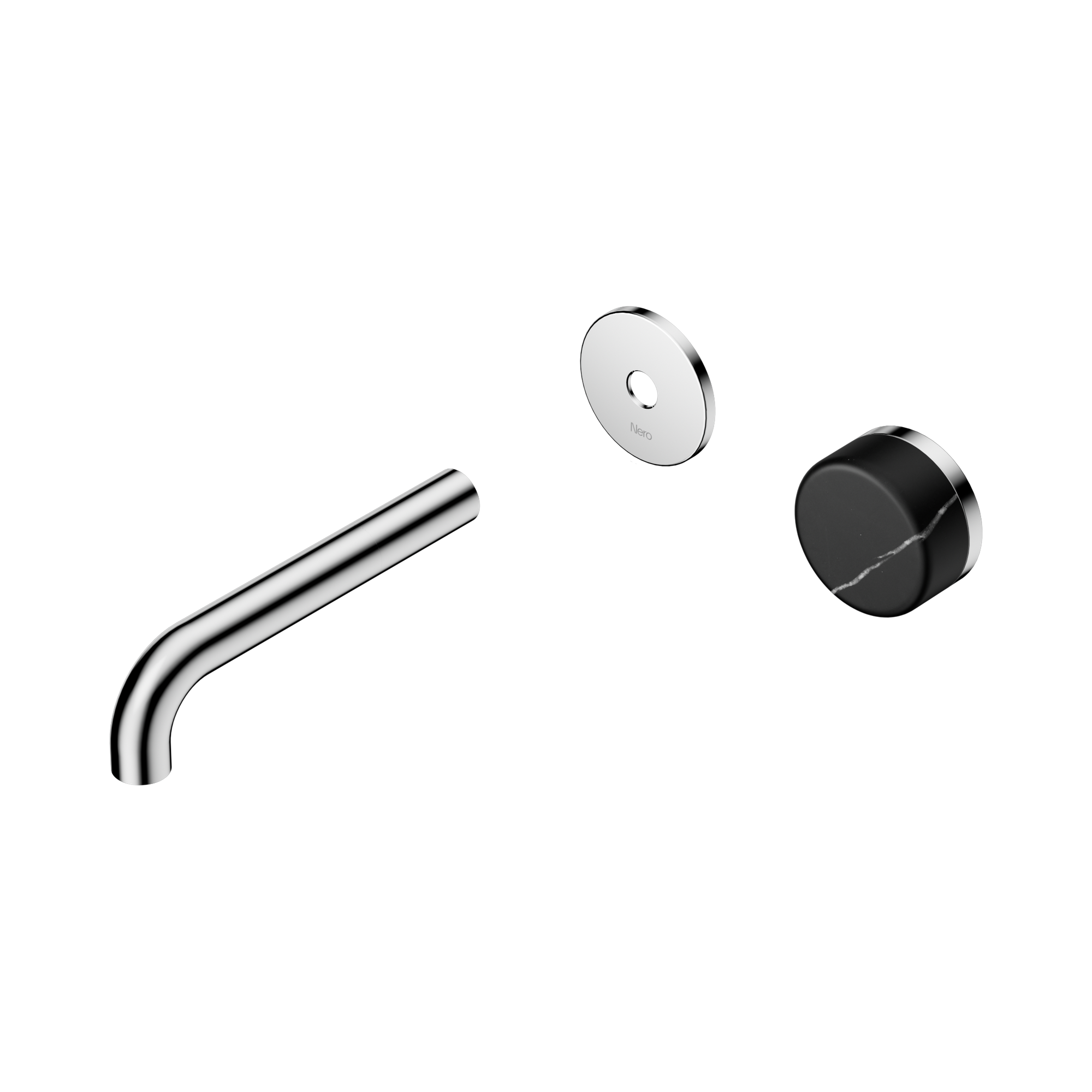 24 E125 CH Serenity Progressive Wall Basin Mixer 160mm Spout With Marquina Black Handle Trim Kit Only Chrome image 1