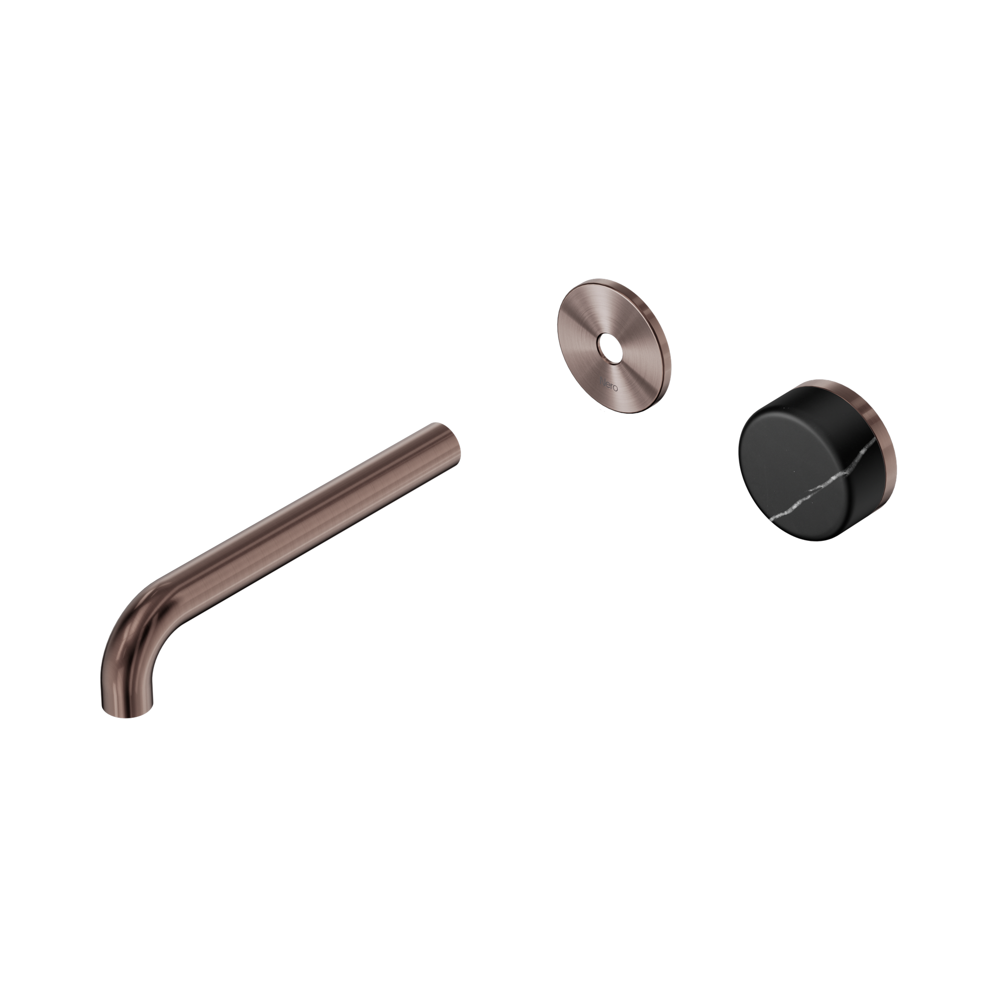 24 E126 BZ Serenity Progressive Wall Basin Mixer 185mm Spout With Marquina Black Handle Trim Kit Only Brushed Bronze image 1