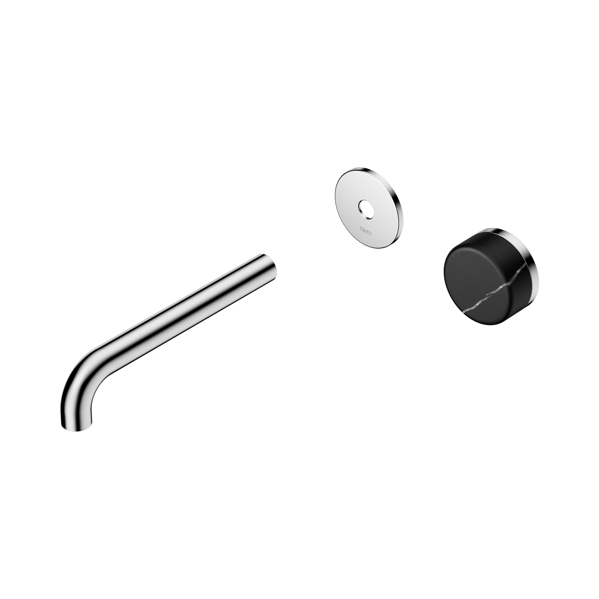 24 E126 CH Serenity Progressive Wall Basin Mixer 185mm Spout With Marquina Black Handle Trim Kit Only Chrome image 1