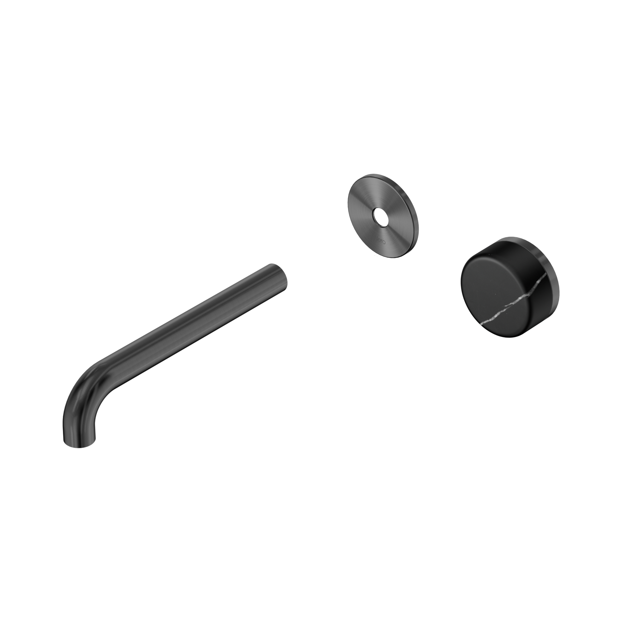 24 E126 GM Serenity Progressive Wall Basin Mixer 185mm Spout With Marquina Black Handle Trim Kit Only Gun Metal image 1