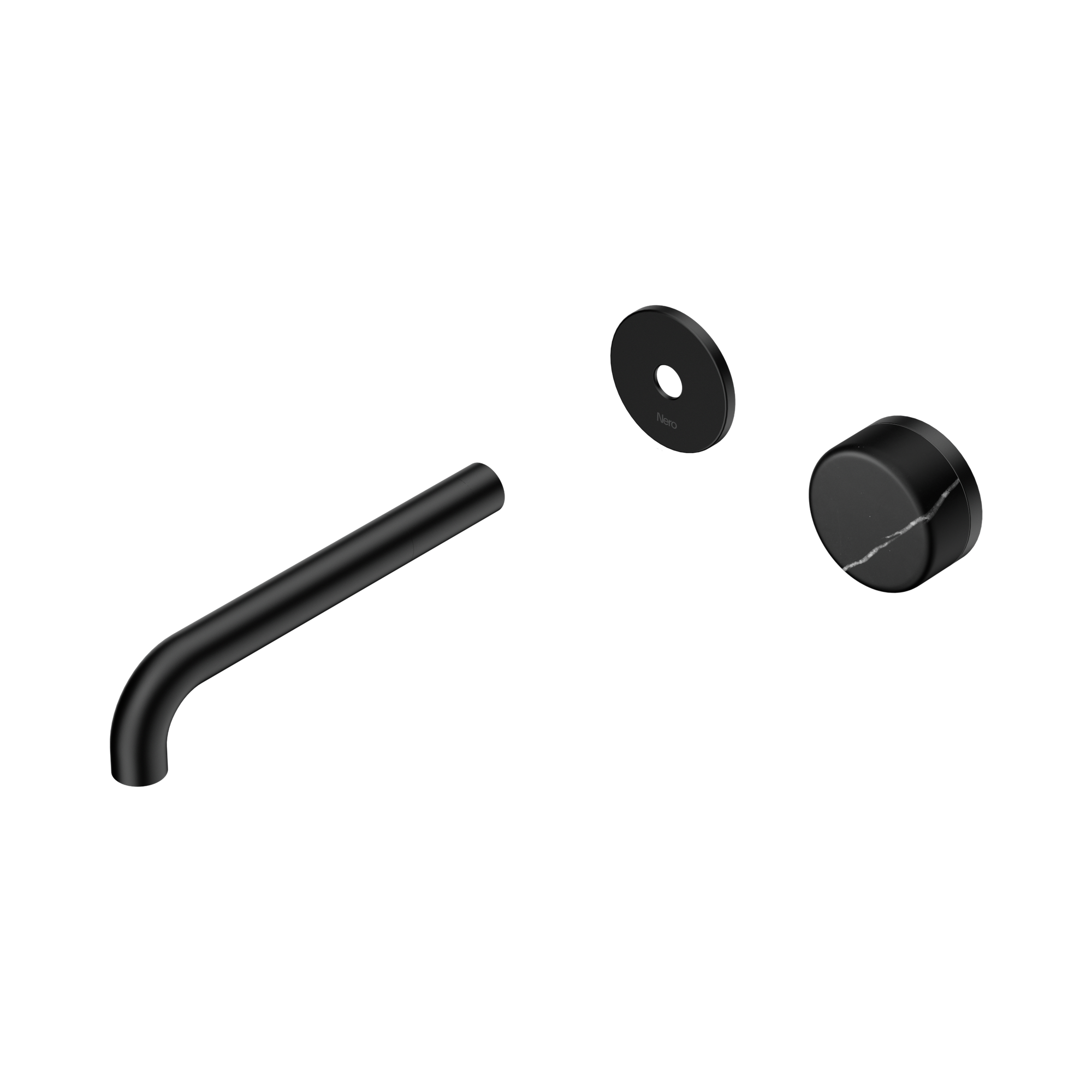 24 E126 MB Serenity Progressive Wall Basin Mixer 185mm Spout With Marquina Black Handle Trim Kit Only Matte Black image 1