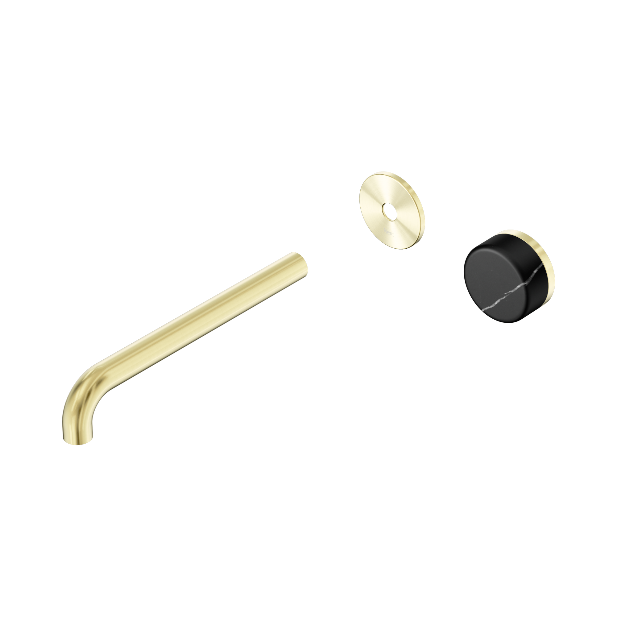 24 E127 BG Serenity Progressive Wall Basin Mixer 220mm Spout With Marquina Black Handle Trim Kit Only Brushed Gold image 1