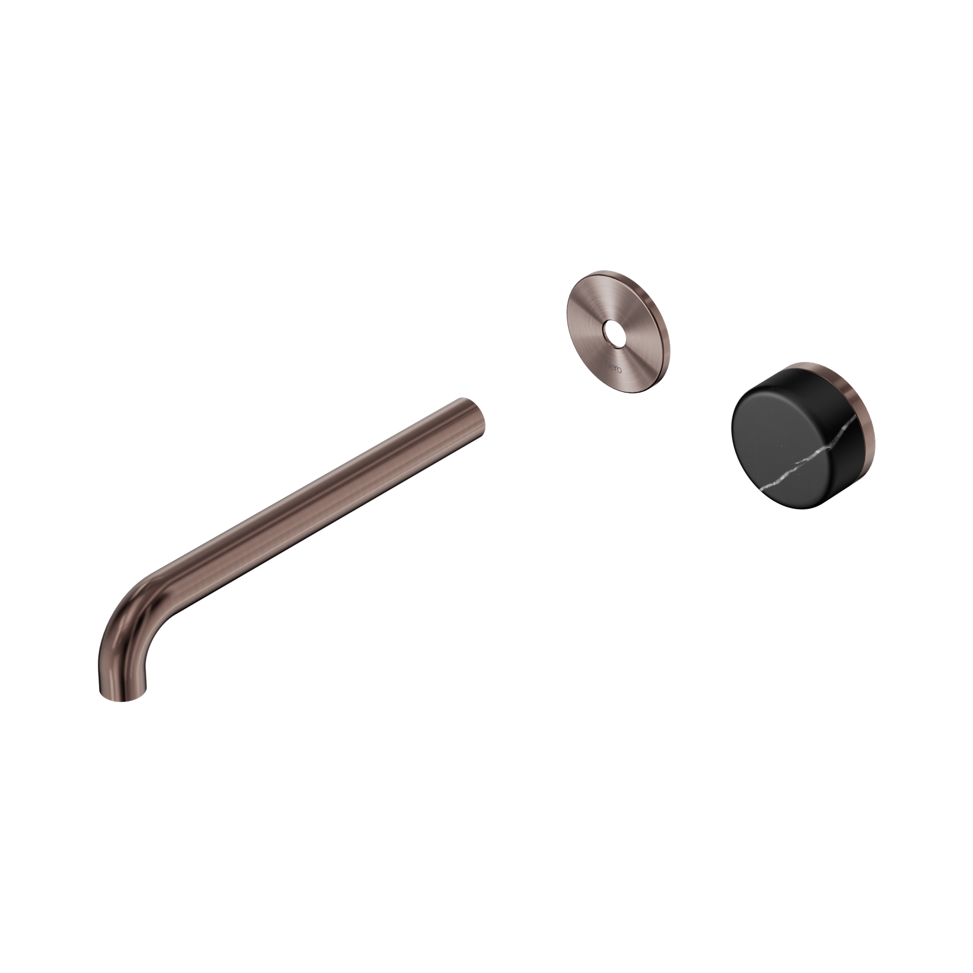 24 E127 BZ Serenity Progressive Wall Basin Mixer 220mm Spout With Marquina Black Handle Trim Kit Only Brushed Bronze image 1