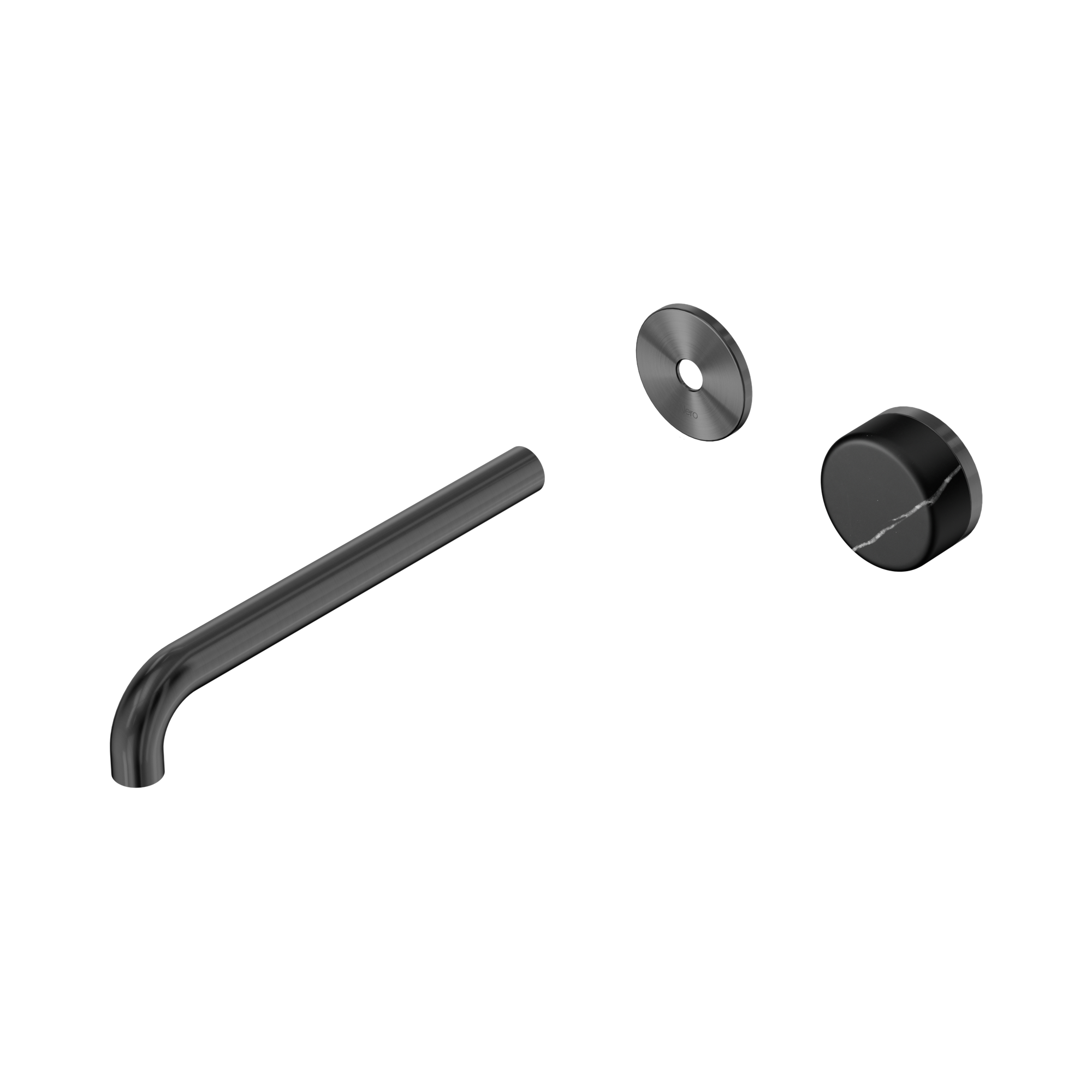 24 E127 GM Serenity Progressive Wall Basin Mixer 220mm Spout With Marquina Black Handle Trim Kit Only Gun Metal image 1